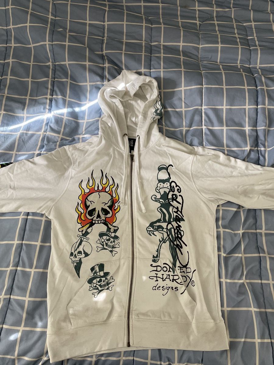 Ed Hardy Ed Hardy Men's Flame Skull Full-Zip Hoodie Size US M / EU 48-50 / 2 - 1 Thumbnail