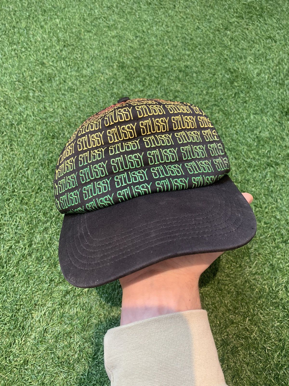 image of Vintage Stussy Hat Tricolor Rasta in Black, Men's