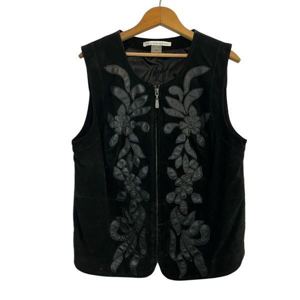 Vintage Vintage Peter Nygard black floral leather suede sweater vest Size M / US 6-8 / IT 42-44 - 1 Thumbnail
