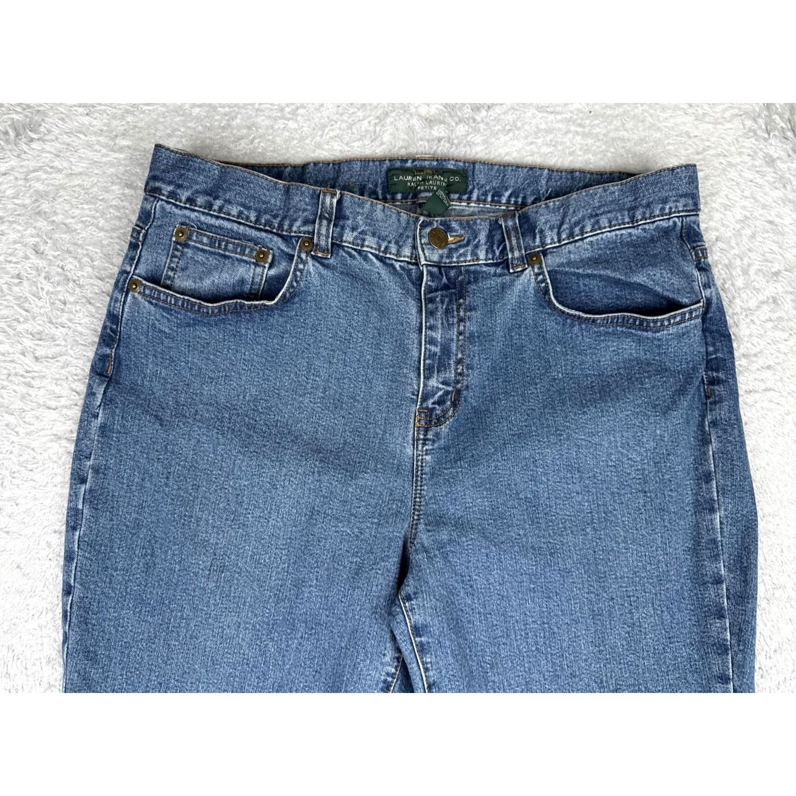 Ralph Lauren Lauren Ralph Lauren Jeans Womens 12P Blue Straight High Rise Stretch 32x26 Denim Size 34" / US 12 / IT 48 - 4 Thumbnail