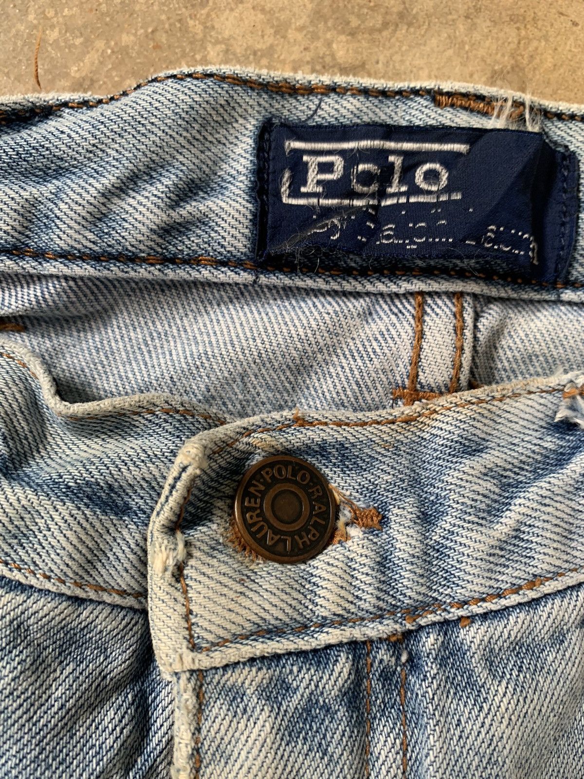 Polo Ralph Lauren × RRL Ralph Lauren × Vintage Vintage‼️Polo Ralph Lauren zip Talon 42 Distressed Denim Size US 31 - 17 Thumbnail