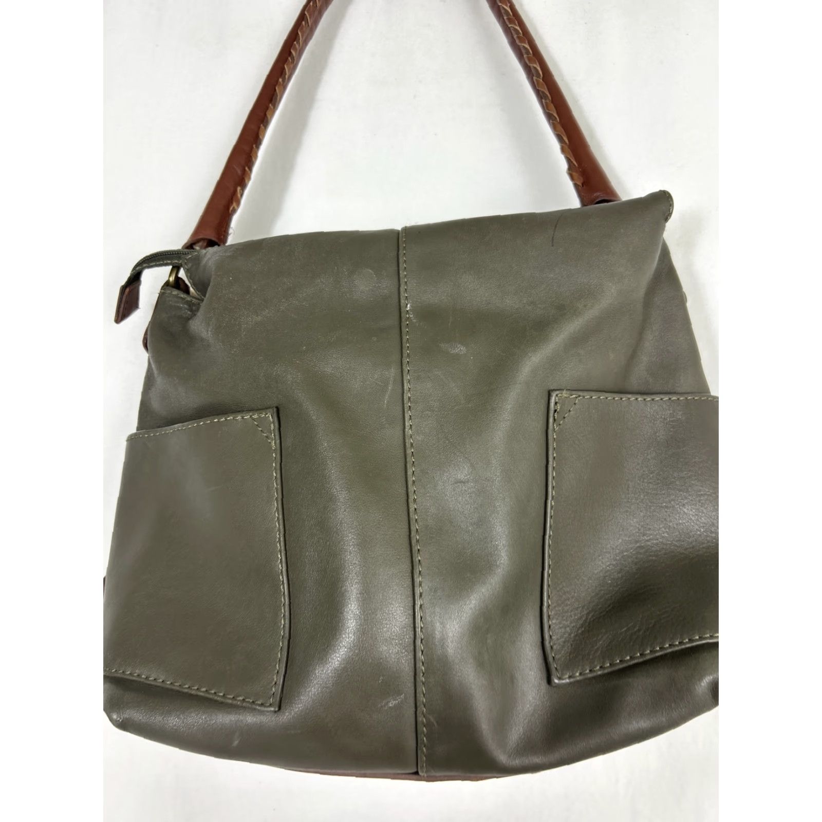 Vintage Sundance Gray Genuine Double Pockets Leather Simplicity Tote Handbag Purse 14x11 Size ONE SIZE - 3 Thumbnail