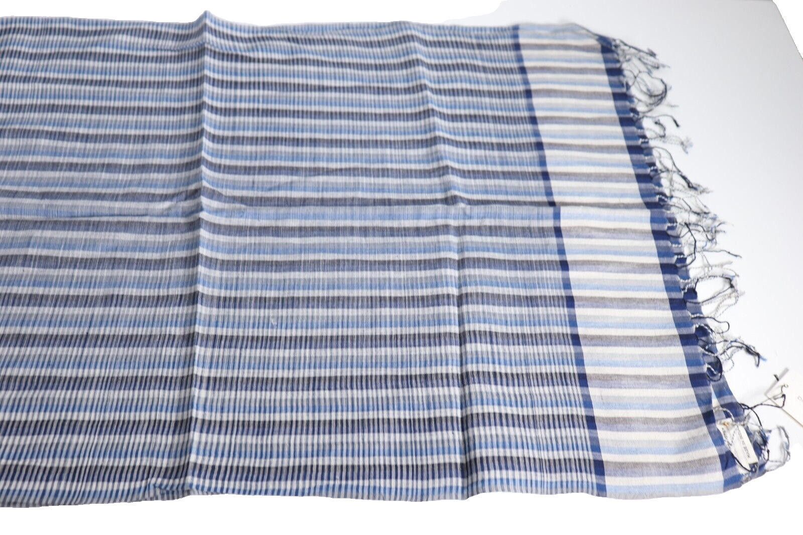 Dries Van Noten Dries Van Noten Unisex Blue Striped Farriss Scarf Cotton NWT Size ONE SIZE - 7 Thumbnail
