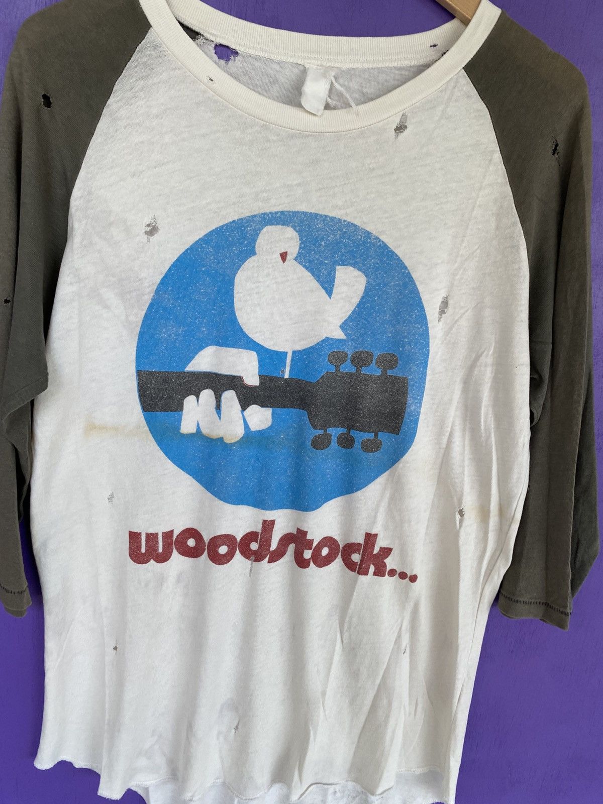 Band Tees Vintage 70s Woodstock music festival raglan t-shirt Size US L / EU 52-54 / 3 - 3 Thumbnail