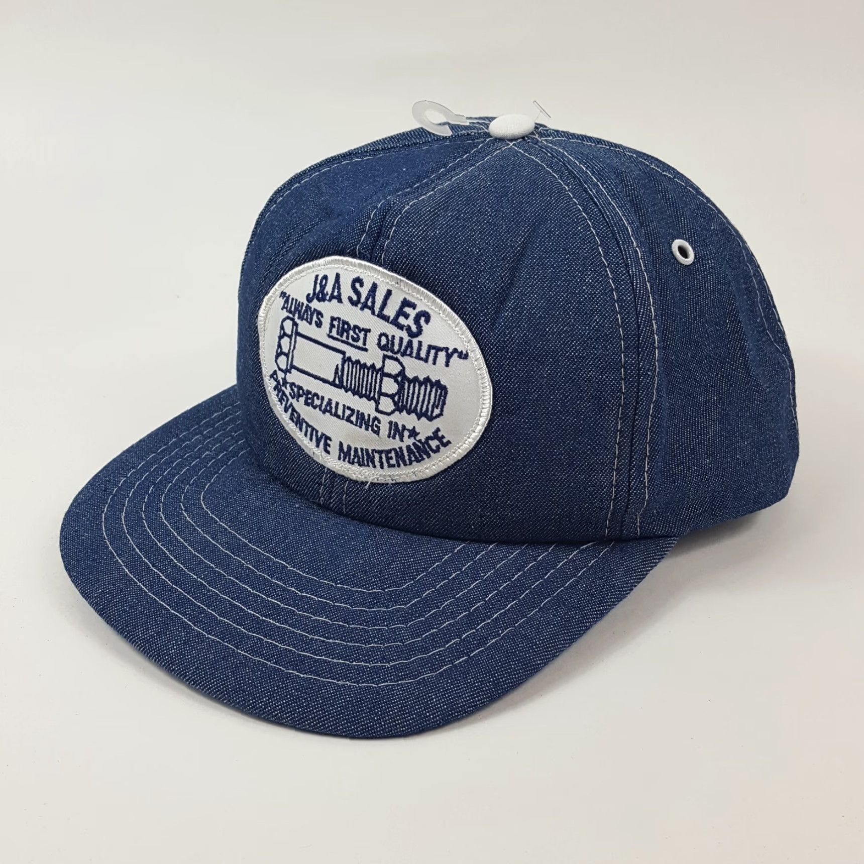 Denime VINTAGE Cardinal Denim Patch Trucker Hat One Size Blue Adult Men Adjustable/Cap 80s 90s Retro Workwear USA Grunge N/A Size ONE SIZE - 3 Thumbnail