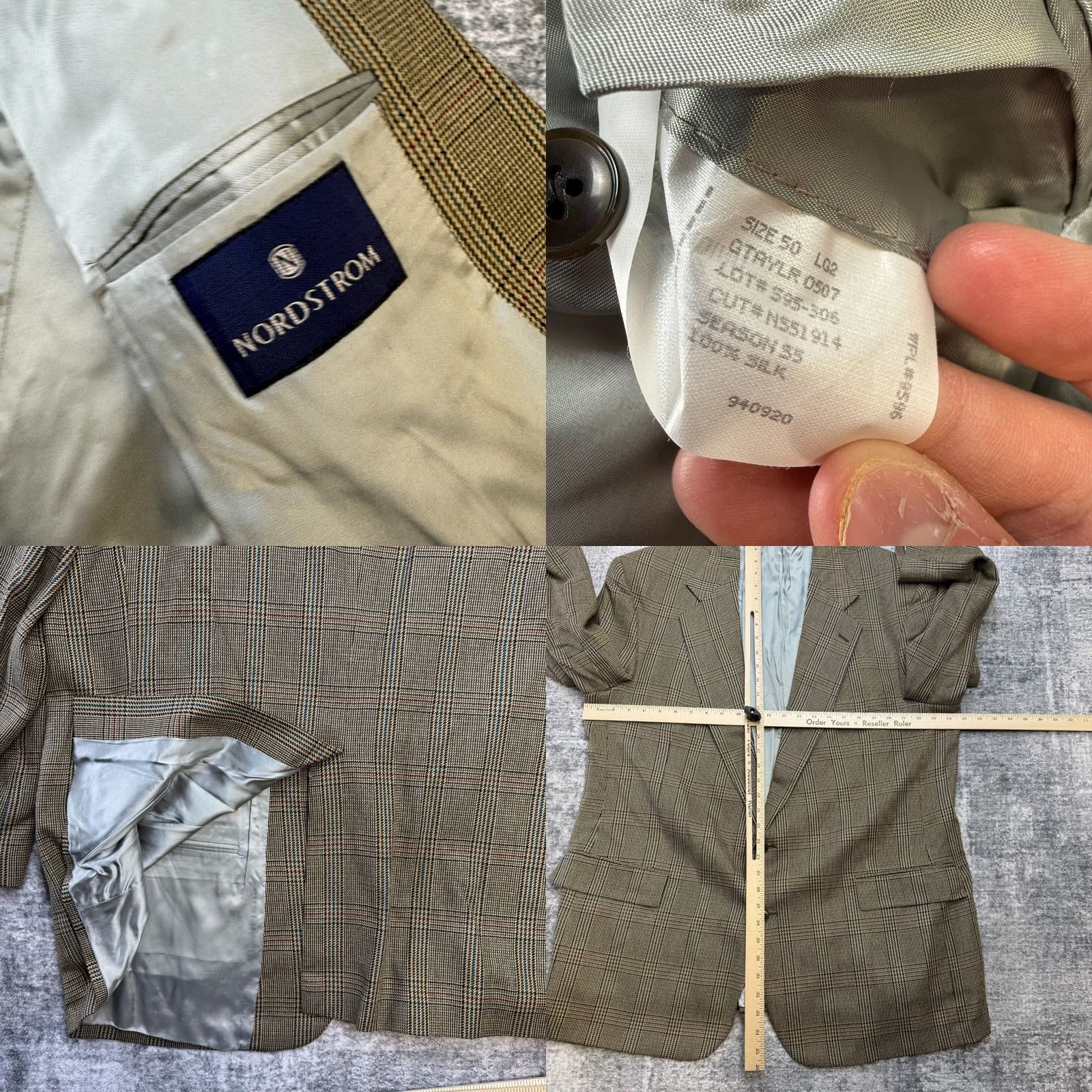 Nordstrom Nordstrom VTG Blazer Jacket Mens 50L Brown Glen Plaid Silk Sport Coat Academia Size 50R - 8 Thumbnail