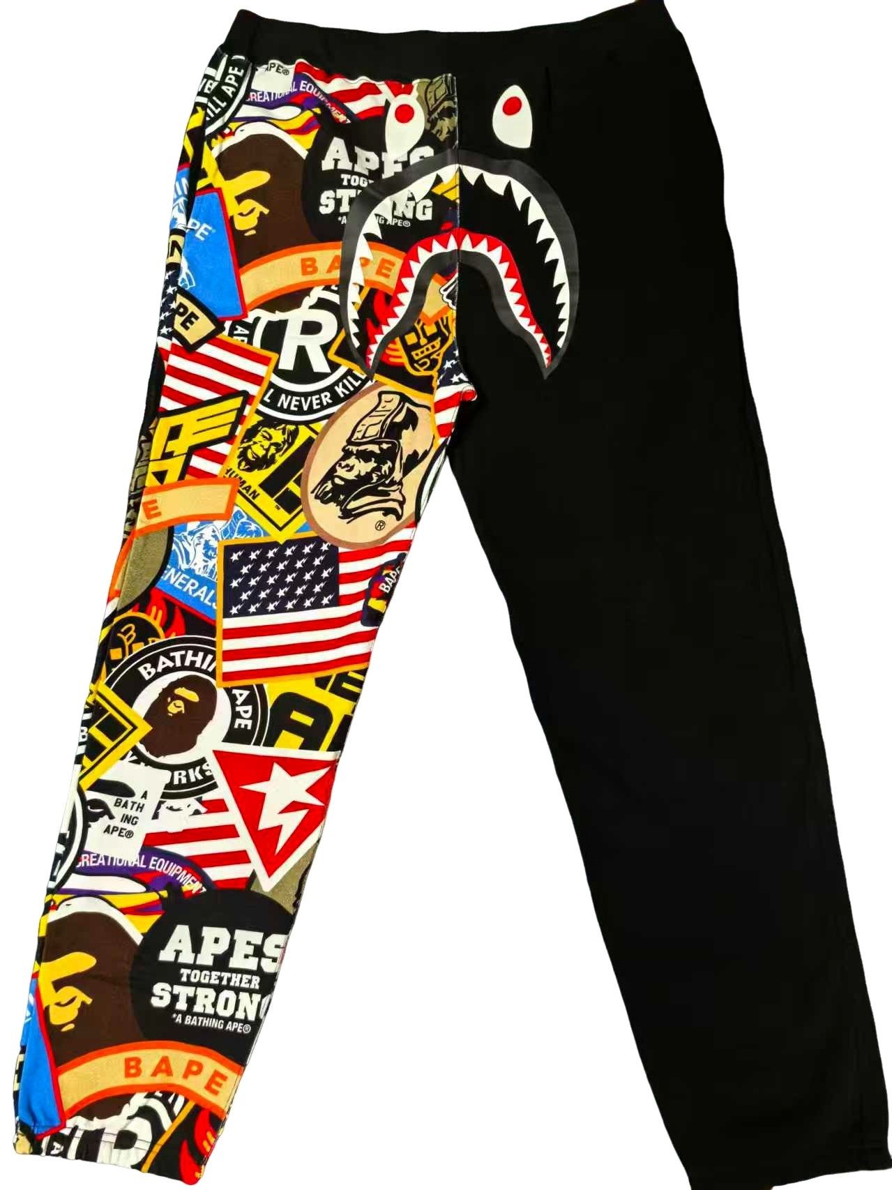 Bape A Bathing Ape Shark Patchwork Sweatpants Size XXL Size US 40 / EU 56 - 1 Thumbnail