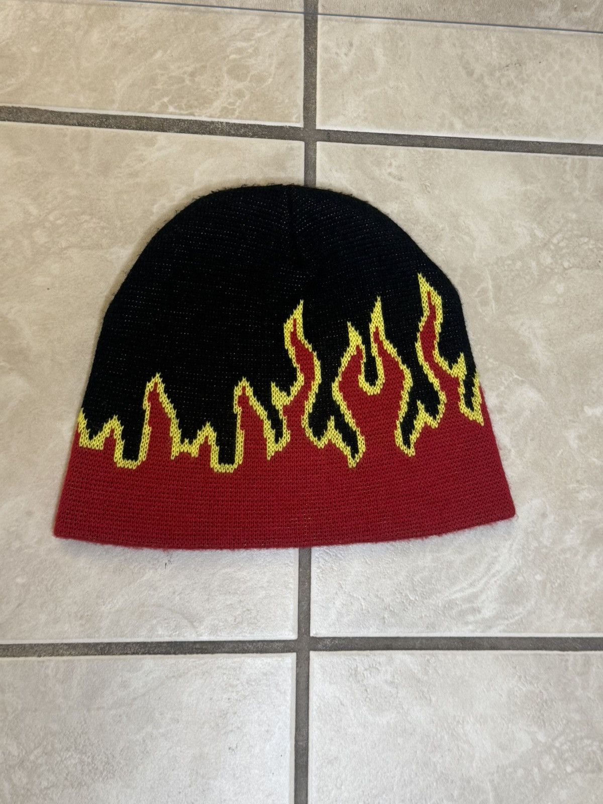 Disco Inferno OG Disco Inferno Flame Skully Beanie Red Yellow Black Knit Size ONE SIZE - 2 Thumbnail
