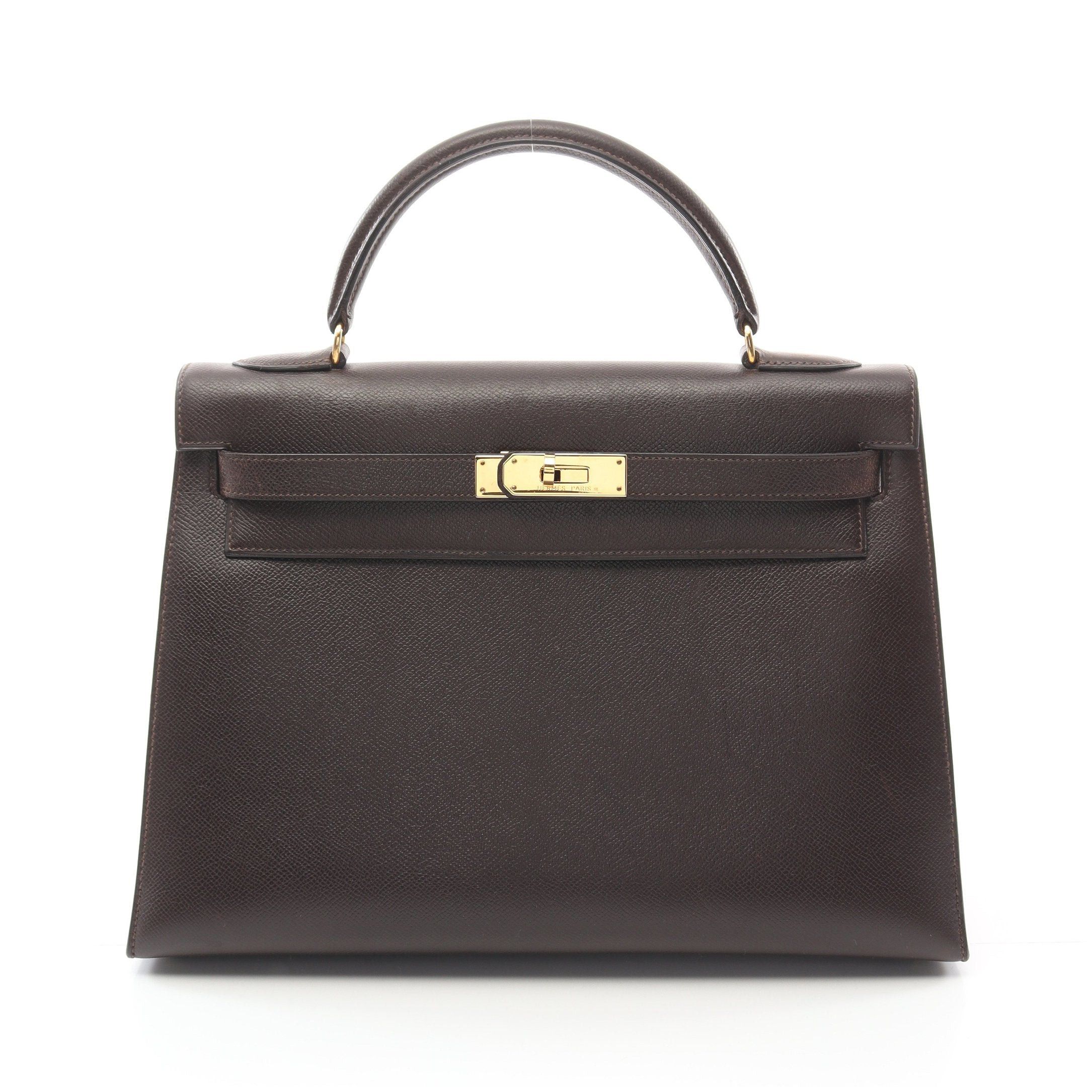 Hermes Hermes Kelly32 Ebene Handbag Courchevel Dark Brown Gold Hardware Outside Sewing ○U Stamp Size ONE SIZE - 1 Thumbnail