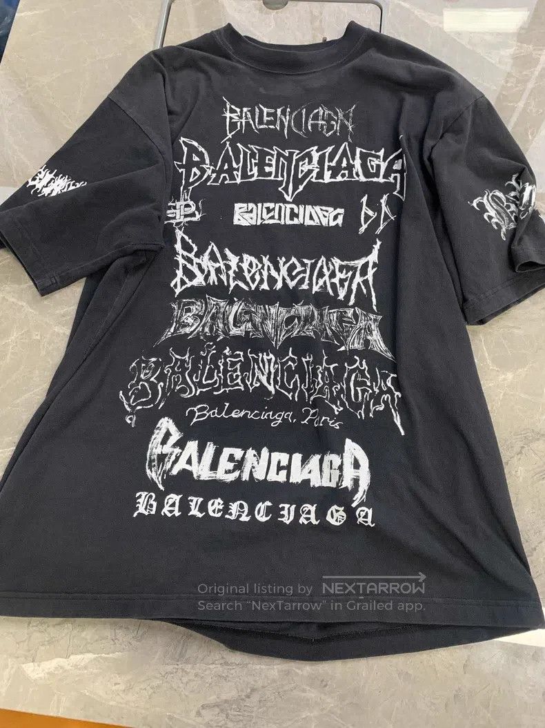 Balenciaga Balenciaga Lettering Print Round Neck Short Sleeve T-Shirt Size US L / EU 52-54 / 3 - 1 Thumbnail