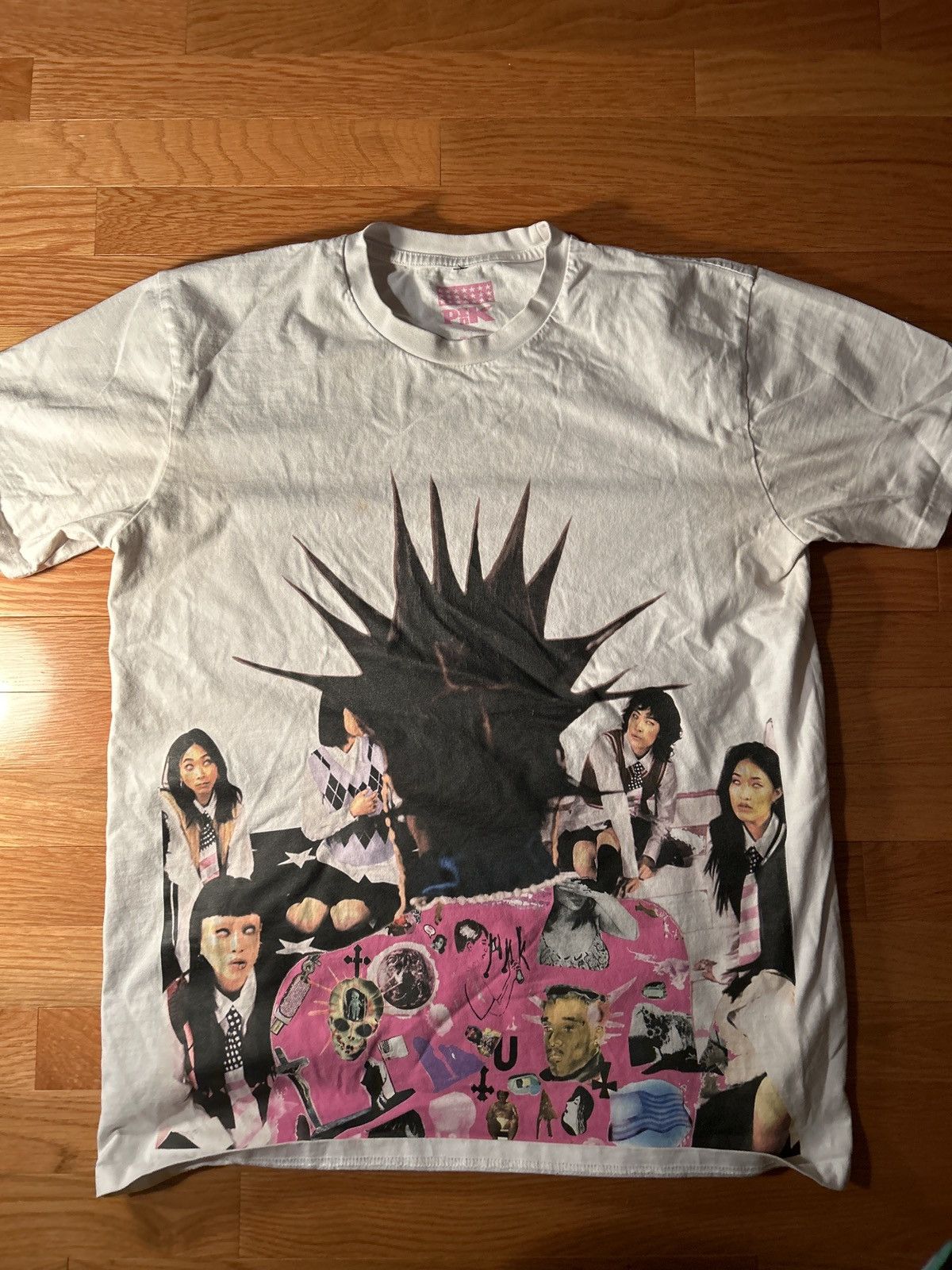 image of Lil Uzi Vert Pink Tape Tour Tee in White, Men's (Size Large)