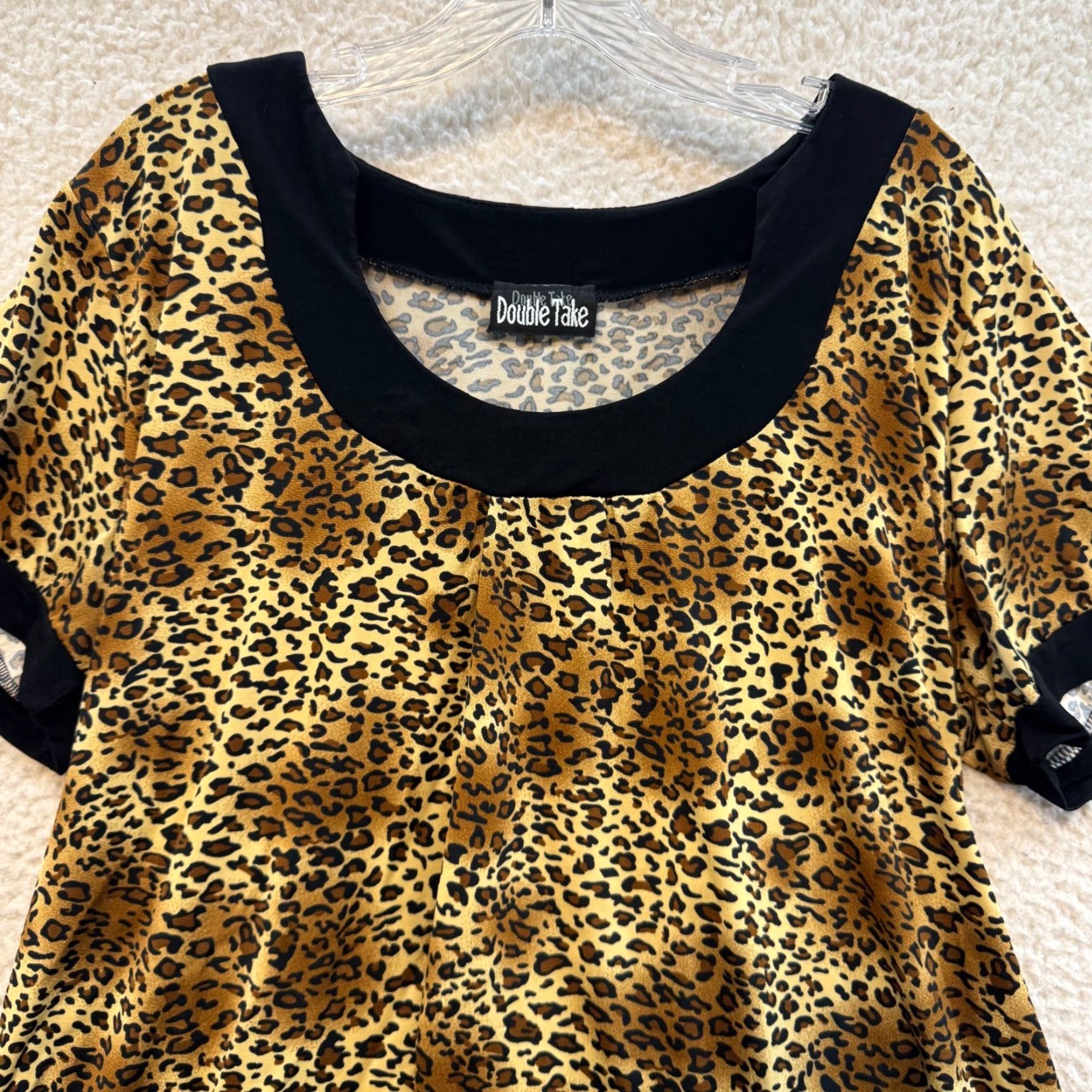 Doublet VINTAGE 90s Y2K Cheetah Leopard Top Shirt 1X XL Beige Grunge Boho McBling Slinky Stretch Double Take Womens Size XL / US 12-14 / IT 48-50 - 3 Thumbnail