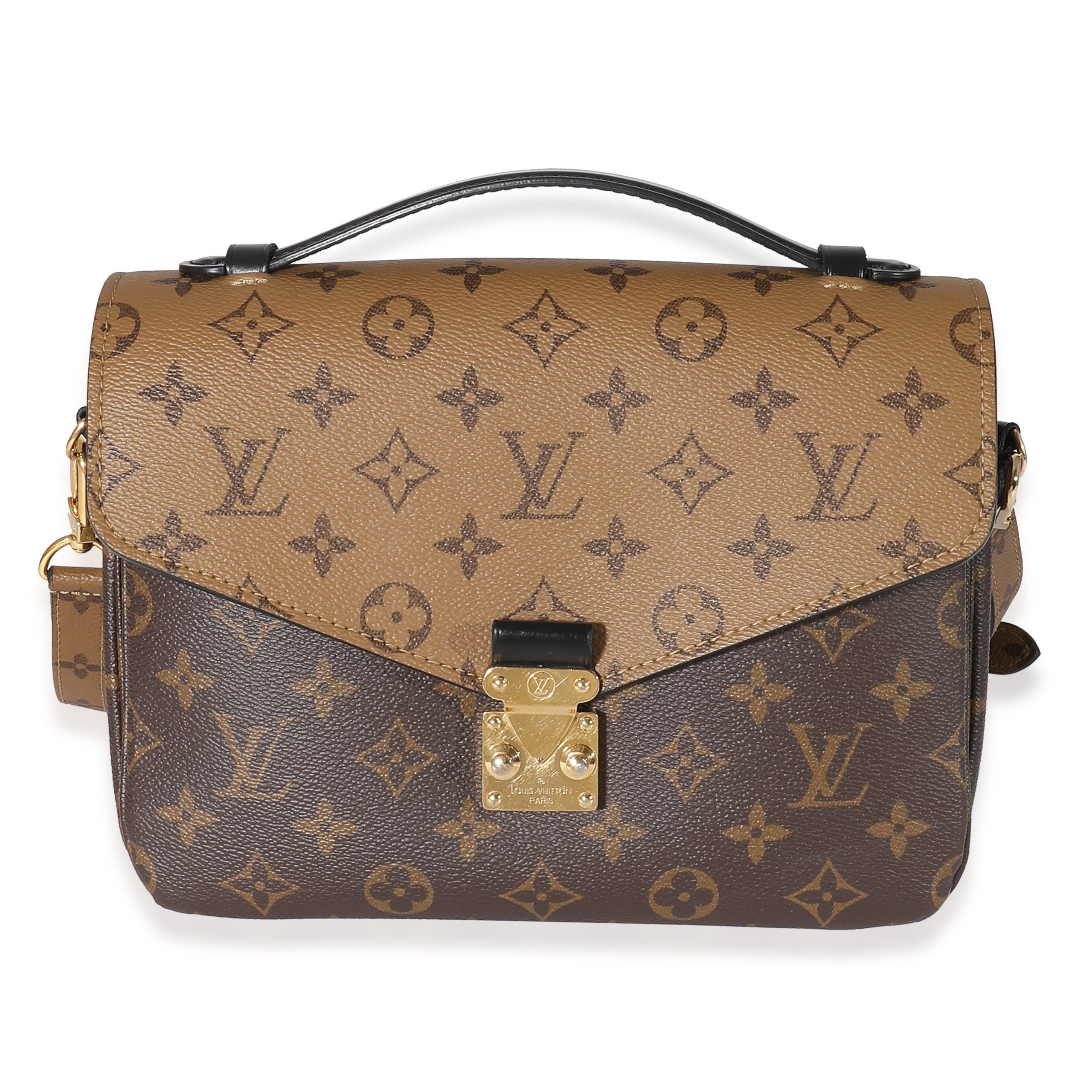 image of Louis Vuitton Monogram Reverse Canvas Pochette Metis in Brown, Women's