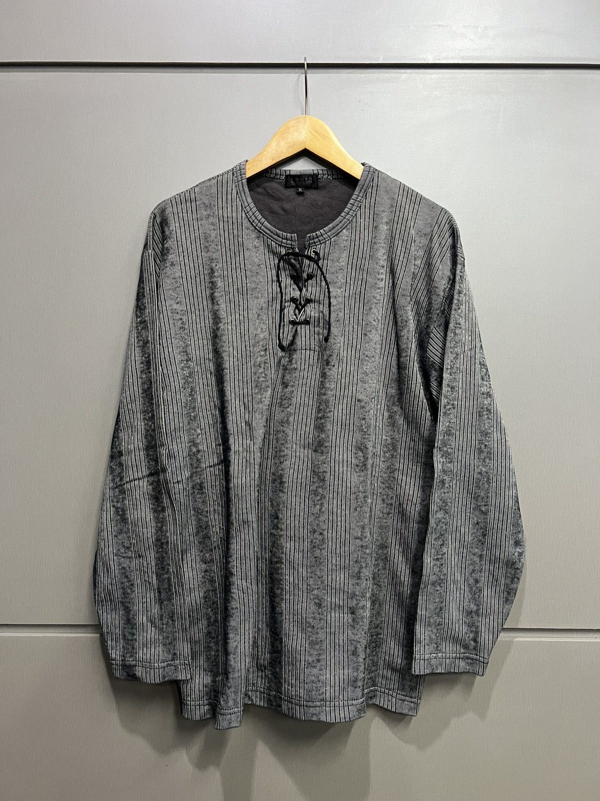 If Six Was Nine Japanese Louis Chavlon Lace Up Stiped Longsleeve Tshirt Size US L / EU 52-54 / 3 - 1 Thumbnail
