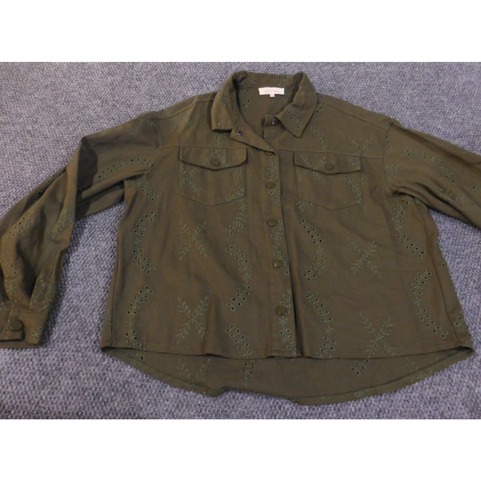 Vintage Anthology Solitare Top XL Womens Green Floral Embroidered Denim Jacket Size XL / US 12-14 / IT 48-50 - 5 Thumbnail