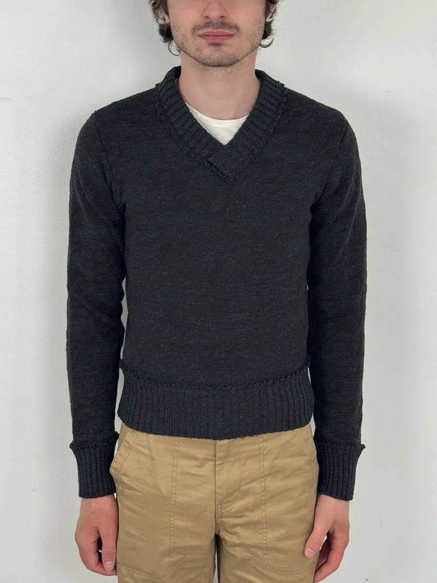 Dolce & Gabbana 2000s Dolce & Gabbana Dark Grey Signature V-Neck Wool Sweater Size US XS / EU 42 / 0 - 2 Thumbnail