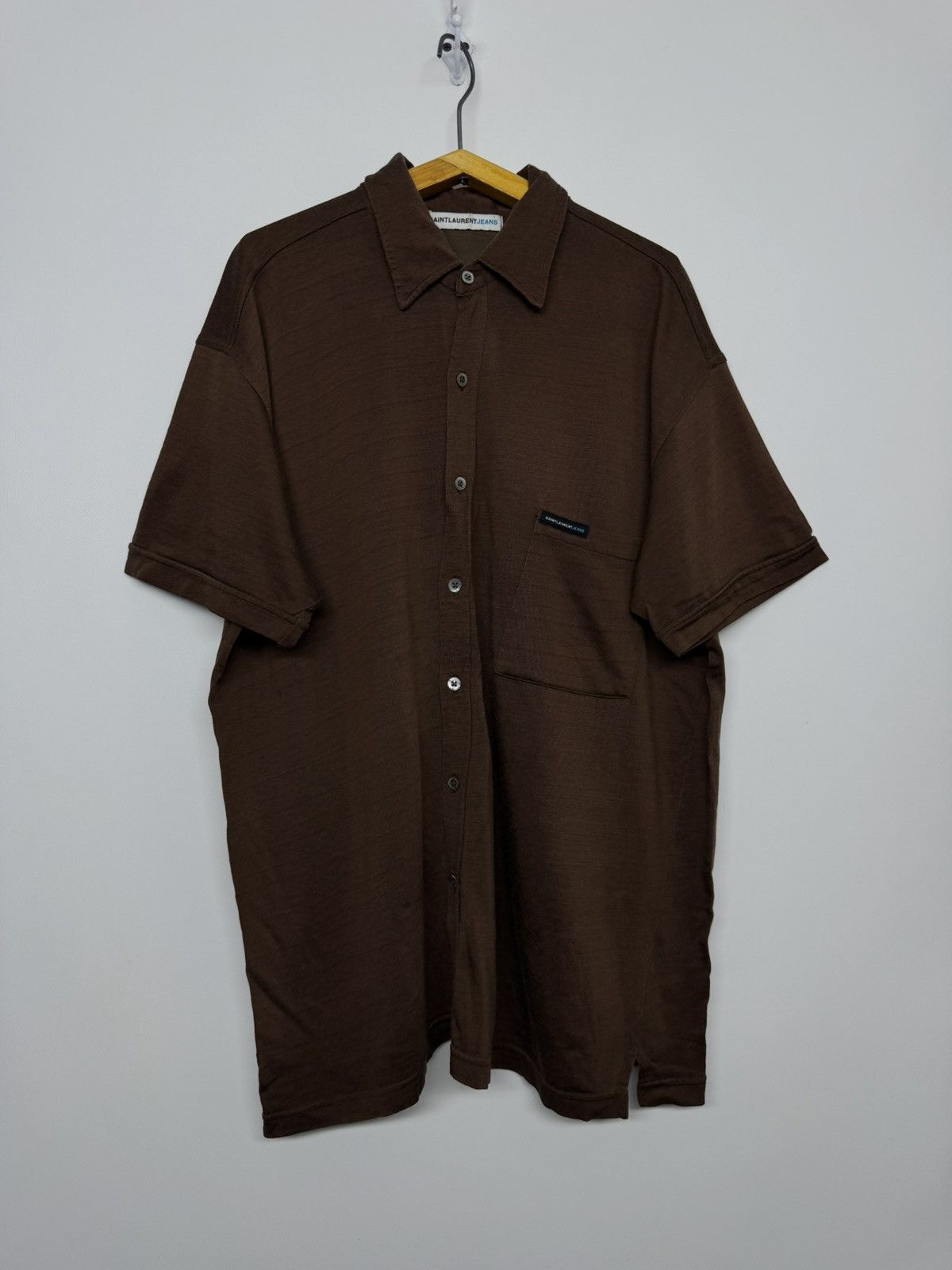 Saint Laurent Paris Vintage Saint Laurent Brown Luxury Shirt Size US L / EU 52-54 / 3 - 4 Thumbnail