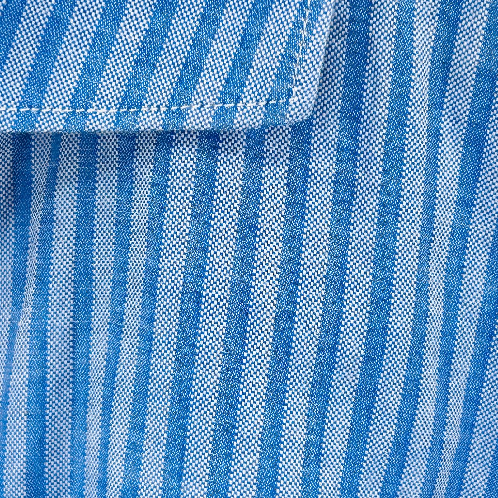 Rochas Blue White Thin Striped Cotton Button Down Dress Shirt Size US L / EU 52-54 / 3 - 3 Thumbnail