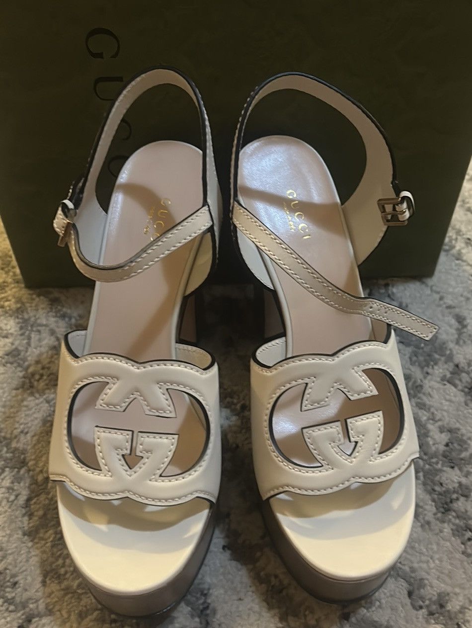 Gucci Gucci Interlocking G 110mm Leather High Heels Sandals White Size US 10 / IT 40 - 3 Thumbnail