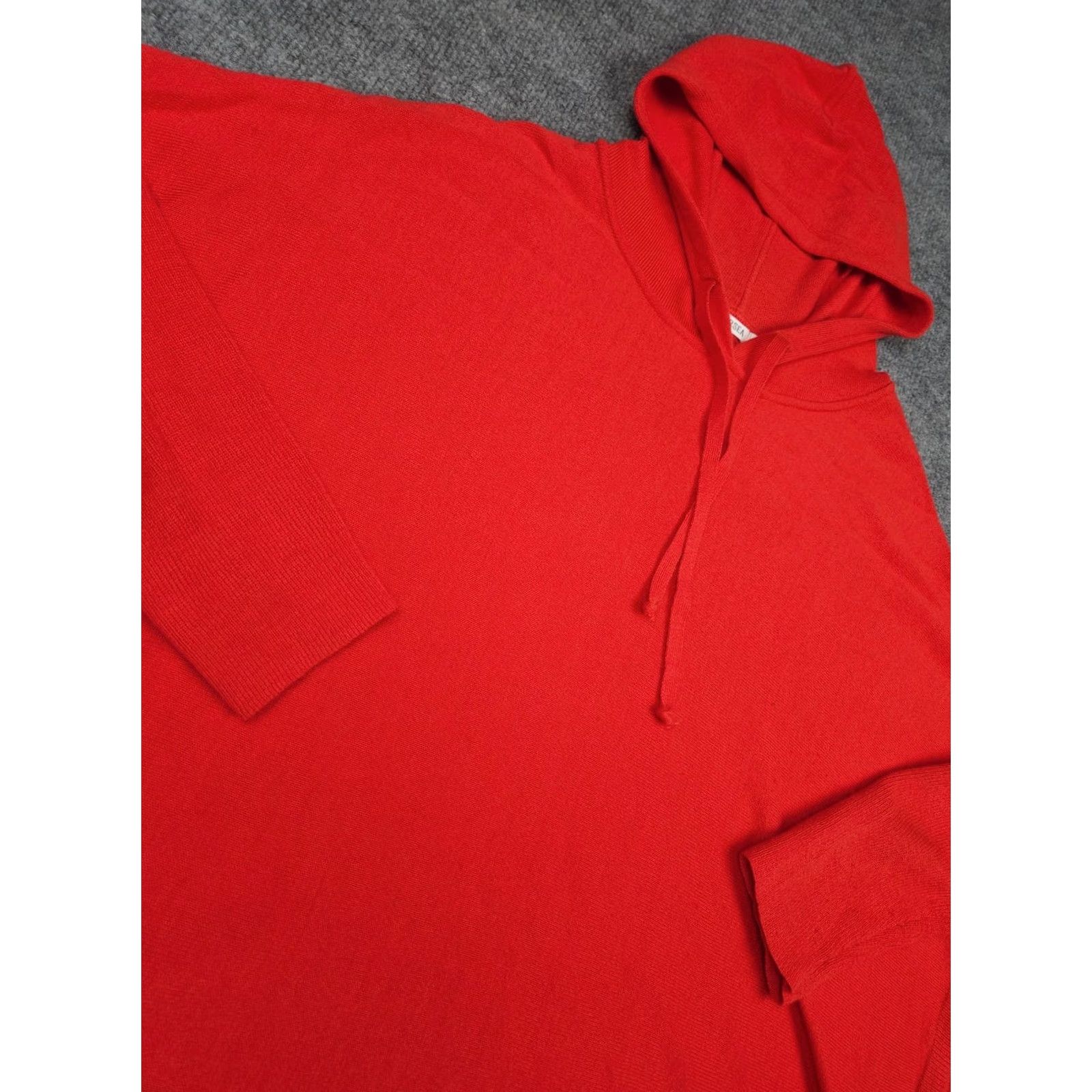 Catalina Mersea Catalina Hoodie Sweater Red One Size Acrylic Drawstring Relaxed Pullover Women's Knit Dolman Sleeve Solid Knit Pattern Size ONE SIZE - 3 Thumbnail