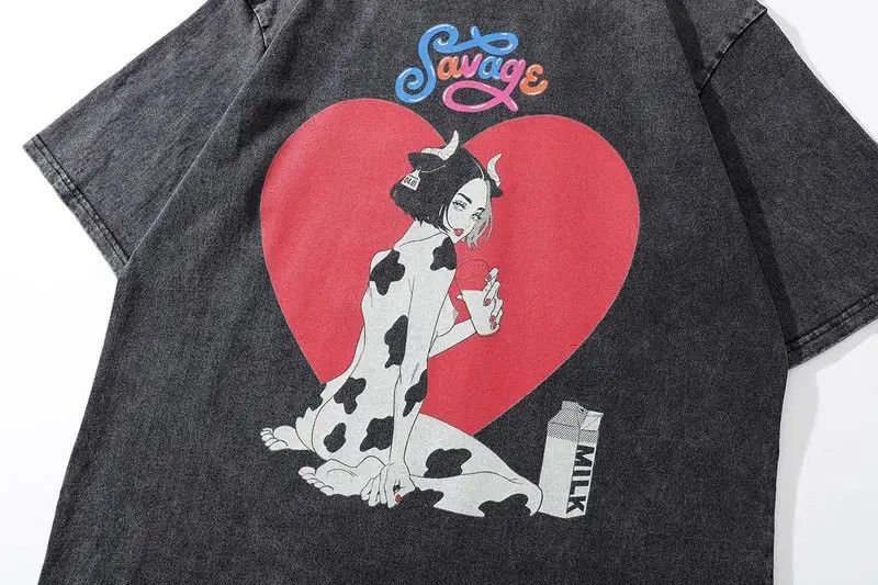 Japanese Brand Savage Cow Girl Print Oversized T Shirt Size US XL / EU 56 / 4 - 3 Thumbnail