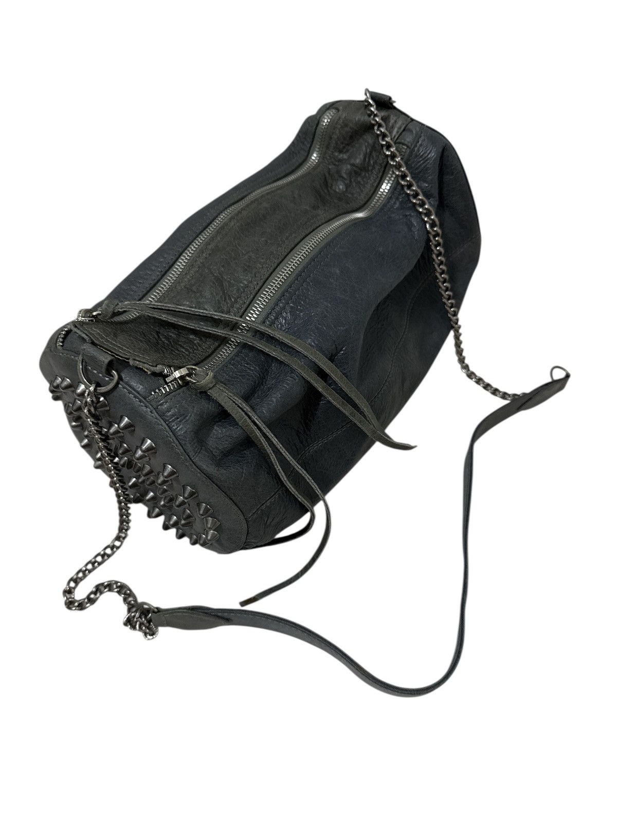 Japanese Brand Vintage Patina leather Studded chain sling bag Size ONE SIZE - 2 Thumbnail