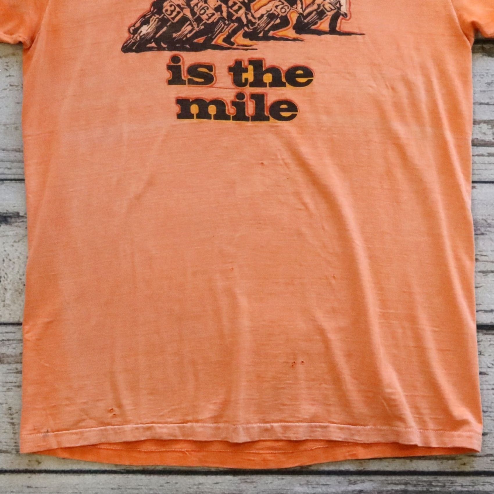 Hanes VINTAGE Hanes T-Shirt XL Orange San Jose is the Mile Motorcycle Made in USA 70s Mens Shirt Size US XL / EU 56 / 4 - 3 Thumbnail
