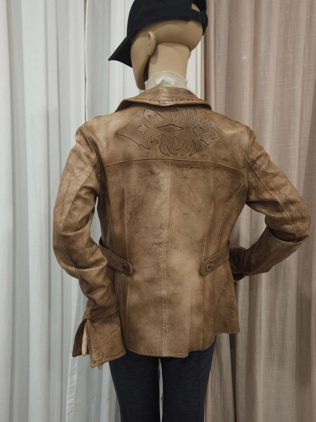 Vintage Super Soft Real Leather Distressed Patina Jacket By Blur Size M / US 6-8 / IT 42-44 - 6 Thumbnail