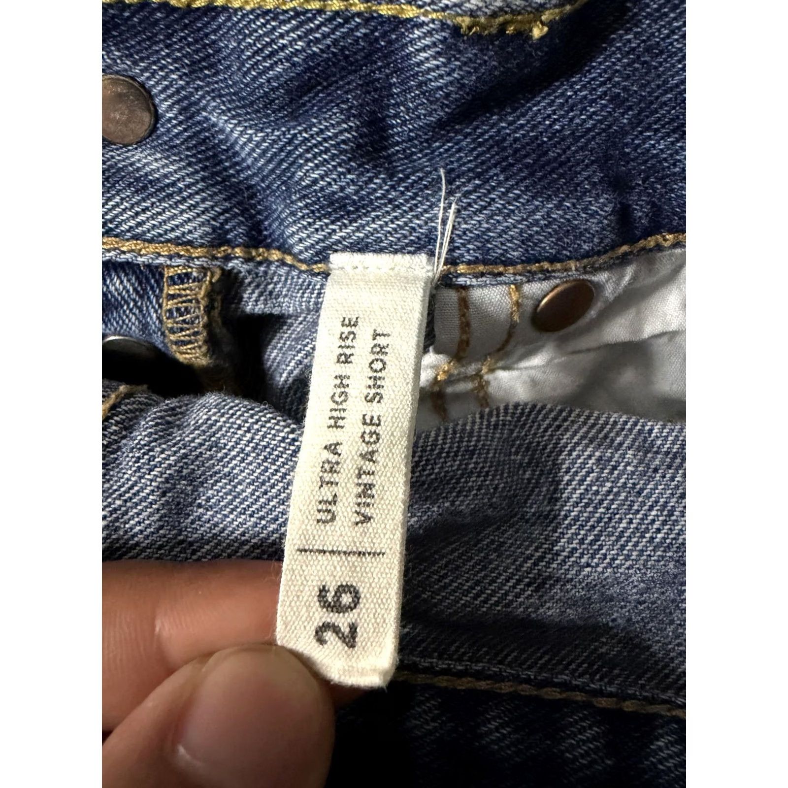 Pacsun VINTAGE PacSun Womens Shorts Blue Denim Ultra High Rise Cutoff Ripped Frayed 26 Size 26" / US 2 / IT 38 - 6 Thumbnail