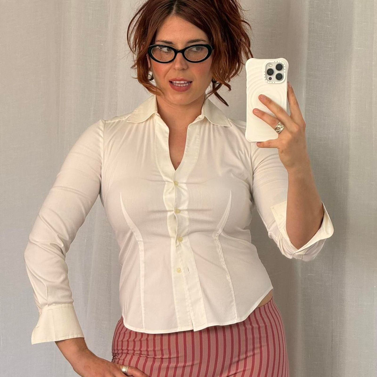 I.N.C ⋆｡˚ 🤍 y2k office siren fitted blouse 🤍 Size S / US 4 / IT 40 - 2 Thumbnail