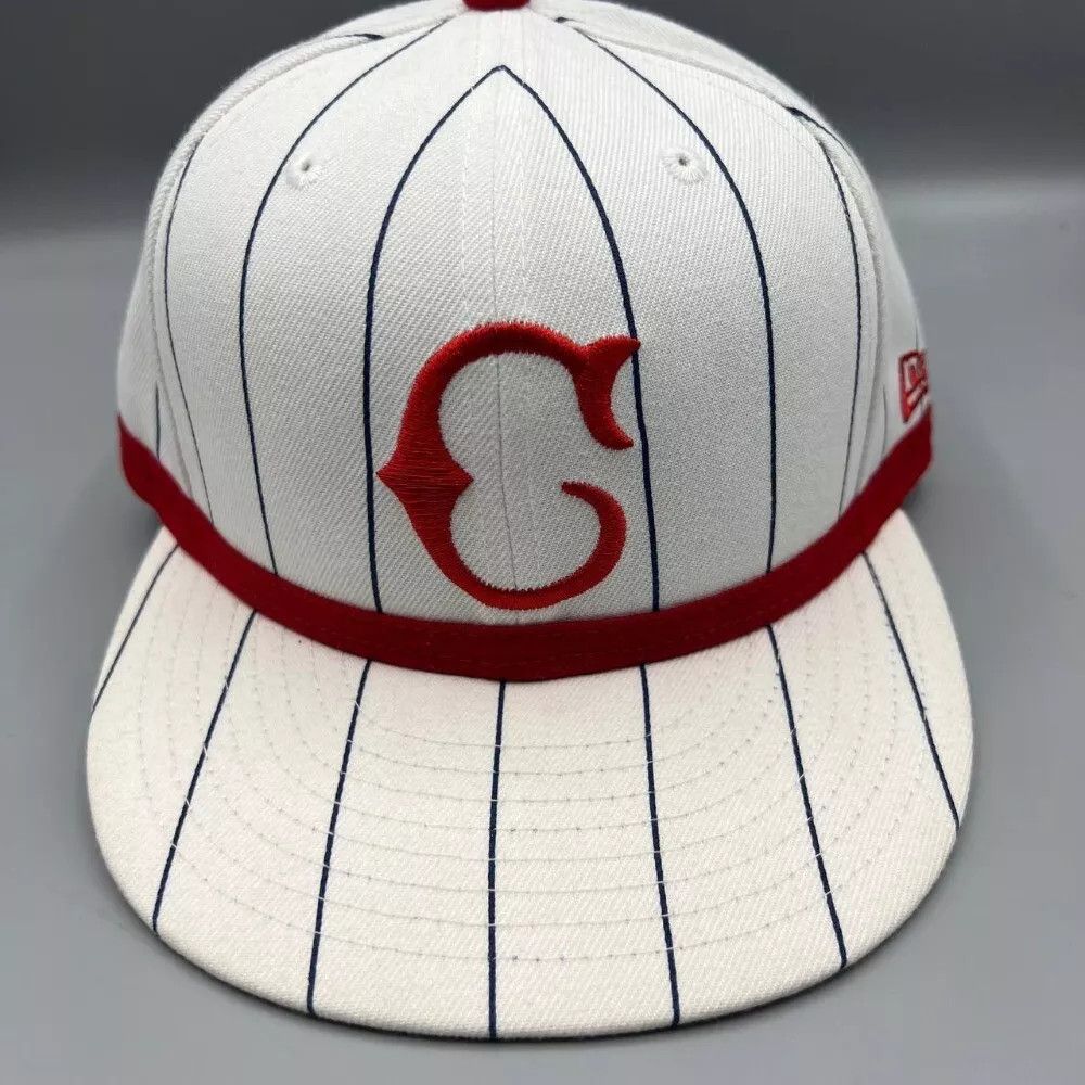 New Era Cincinnati Reds Hat Men 7 1/8 White Pinstripes Fitted Cap Size ONE SIZE - 1 Thumbnail