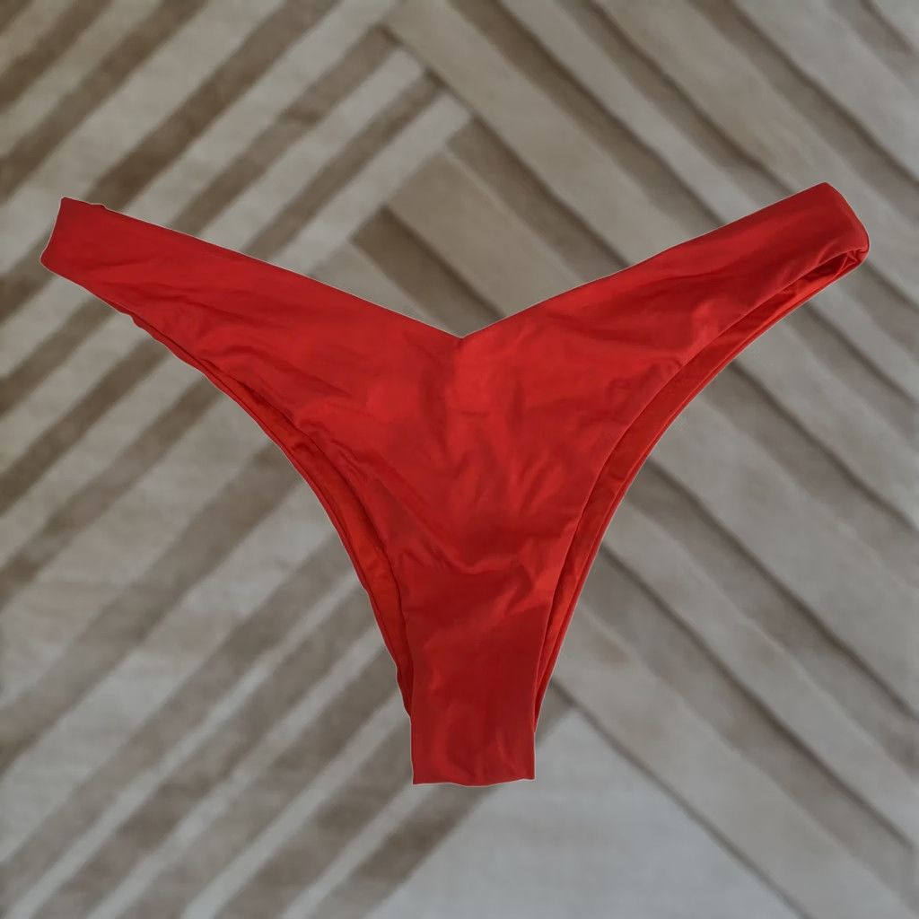 Vintage V-Waist Bikini Bottom Red High Cut Cheeky Swim Bottom S Womens We Wore What Size 28" / US 6 / IT 42 - 1 Thumbnail