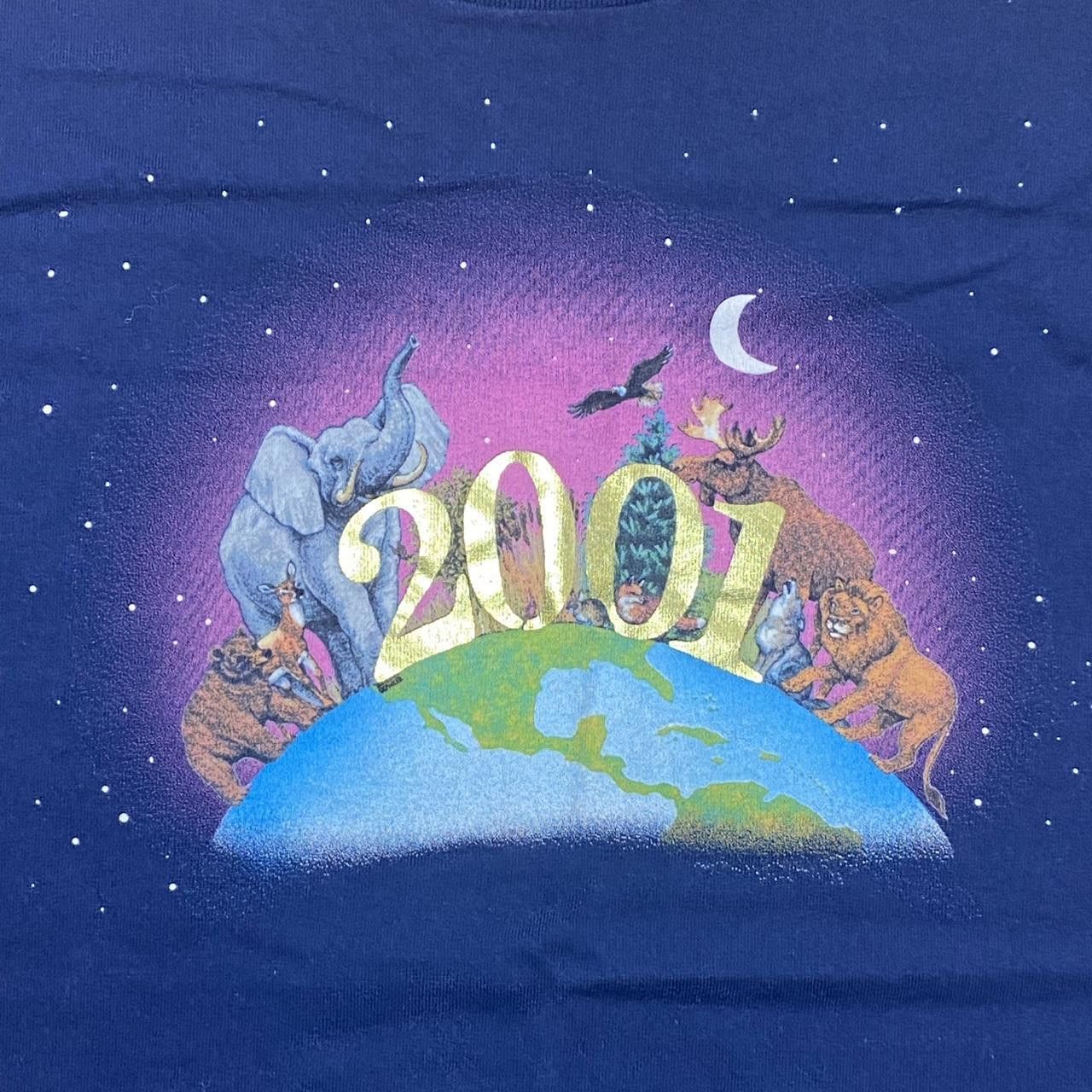 Fruit Of The Loom Vintage Earth Day 2001 Navy Blue Nature Tee Size Large Size US L / EU 52-54 / 3 - 3 Thumbnail