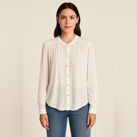 Abercrombie & Fitch Abercrombie & Fitch White Long Sleeve Button Down Blouse - L Size L / US 10 / IT 46 - 1 Thumbnail