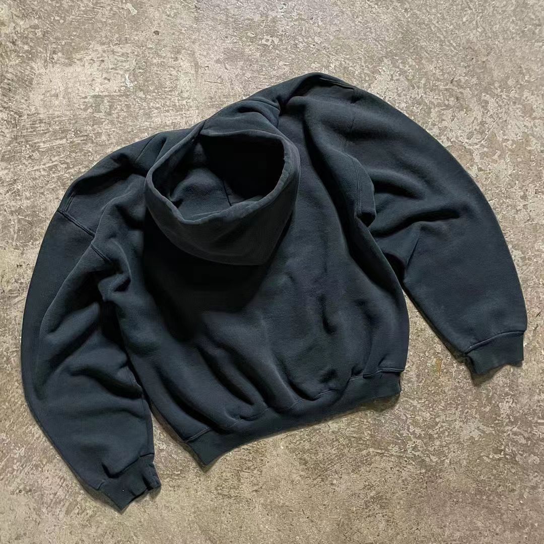 Designer × Japanese Brand Black washed vintage letter print cotton hoodie Size US L / EU 52-54 / 3 - 3 Thumbnail