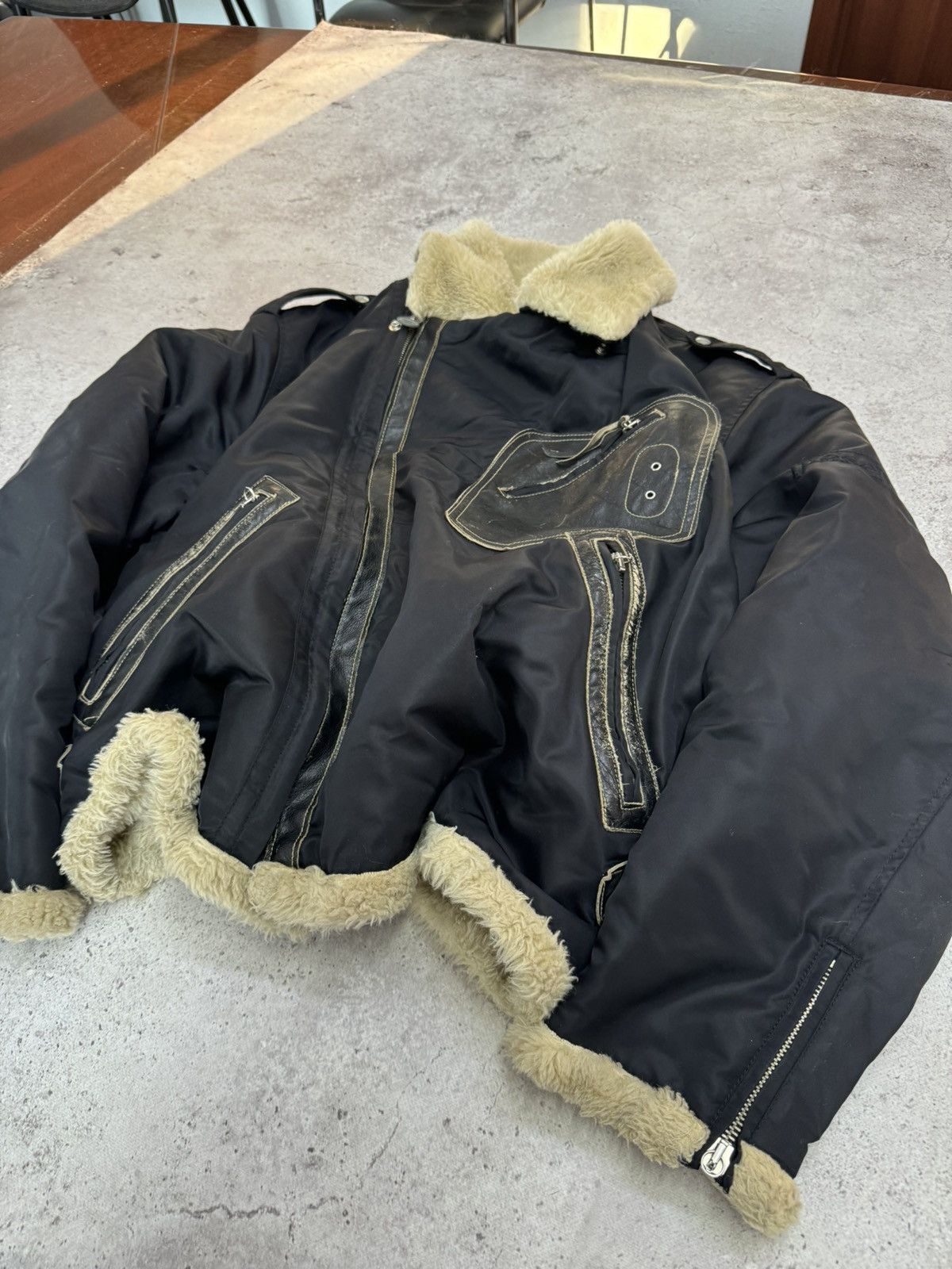 Diesel Vintage Asymmetric Diesel Leather Inserts Jacket Size US XL / EU 56 / 4 - 13 Thumbnail