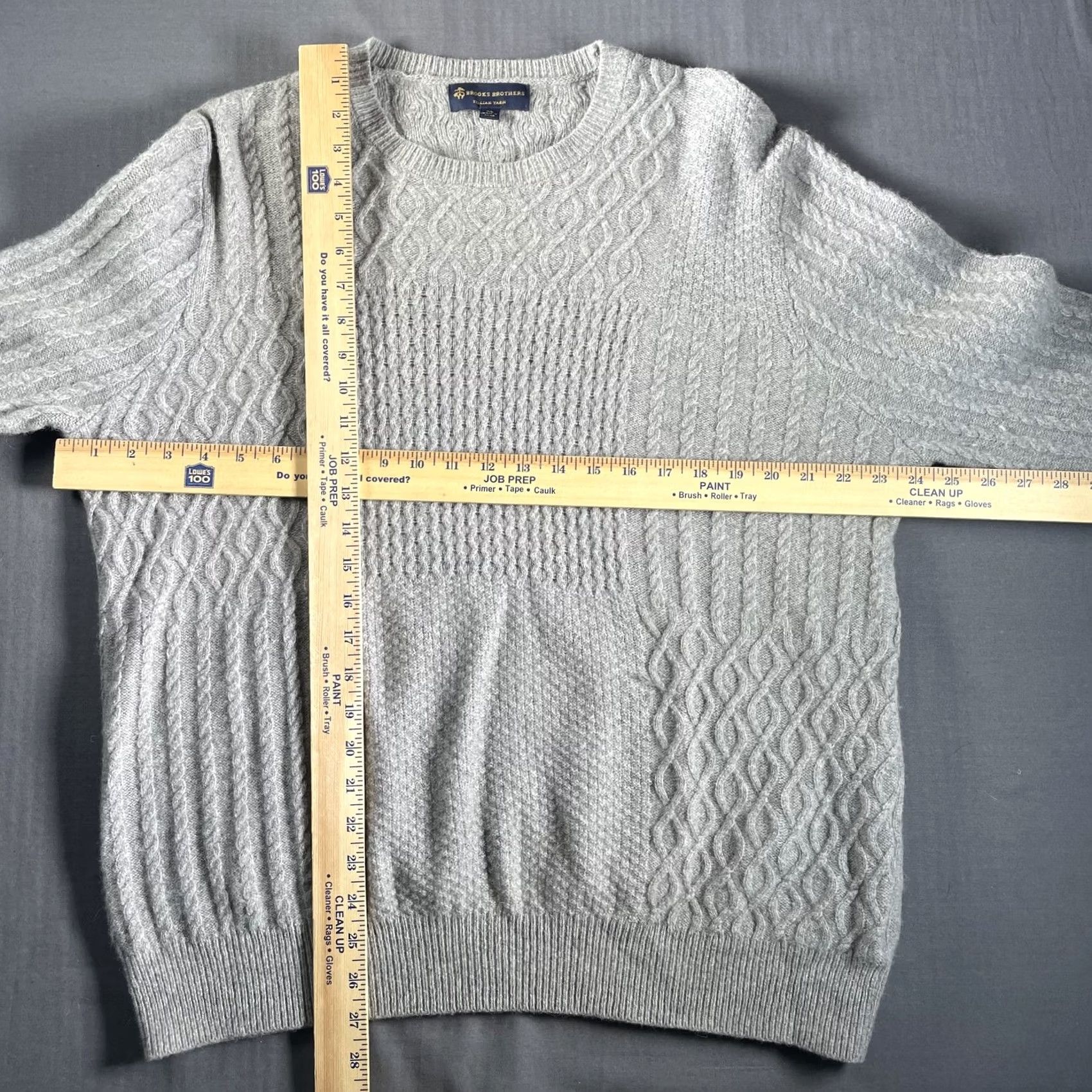Brooks Brothers Brooks Brothers Sweater Mens XL Gray Italian Yarn Merino Wool Blend Cable-Knit Pullover Size US XL / EU 56 / 4 - 3 Thumbnail