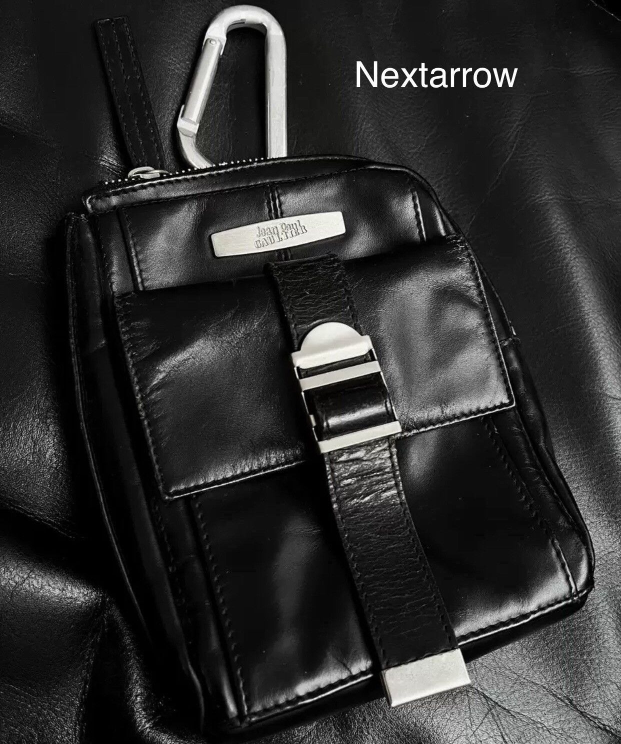 Jean Paul Gaultier 90s ゴシック ロゴ ショルダー レザー 90s JEAN