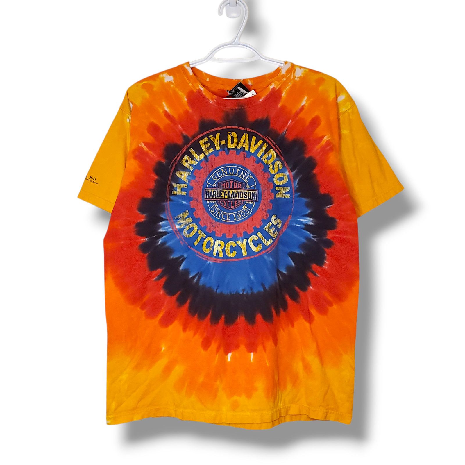 Harley Davidson Y2k Harley Davidson Tye Dye Graphic Shirt Orange Size M Size US M / EU 48-50 / 2 - 1 Thumbnail