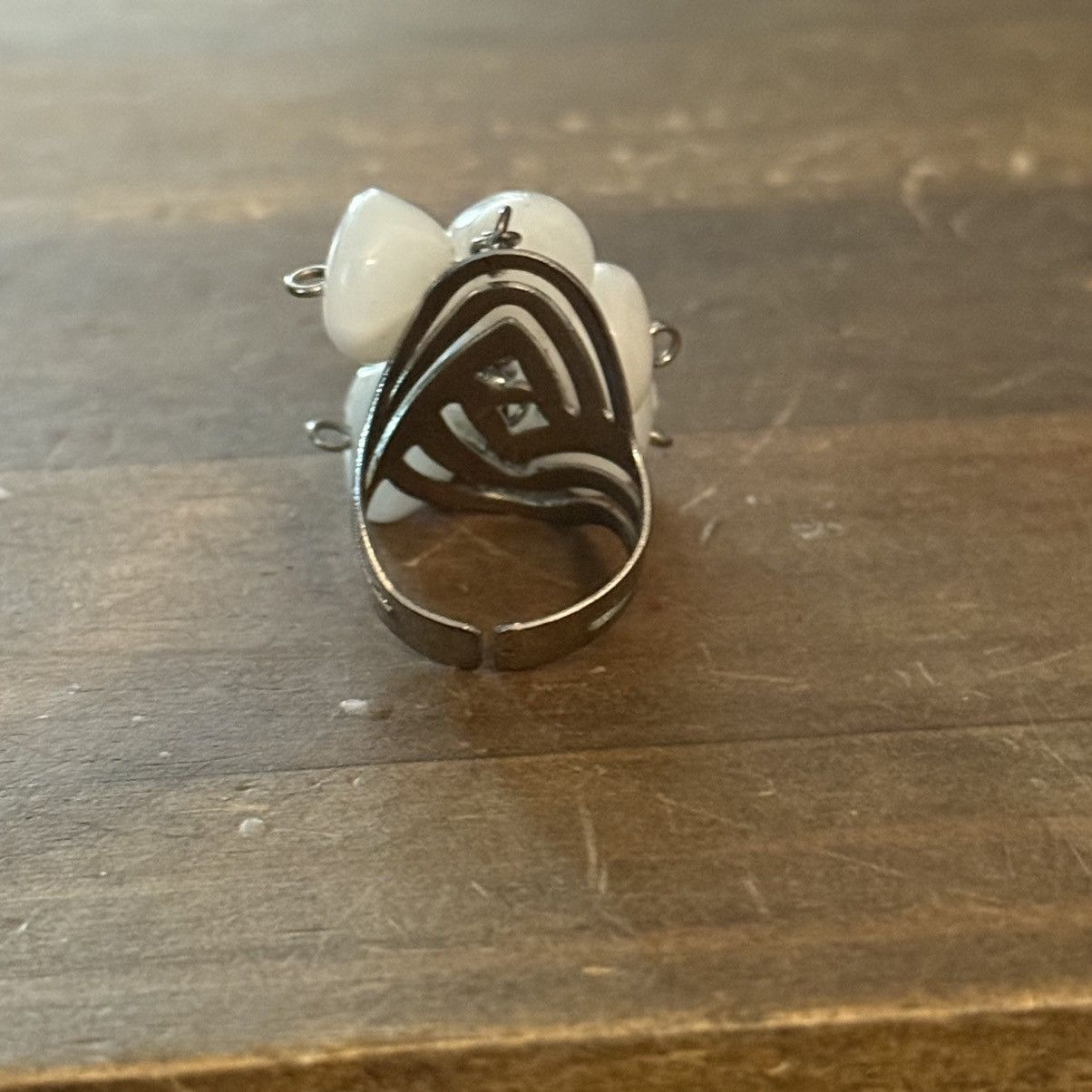 Vintage Vintage silver tone white dangle beads cuff ring Size ONE SIZE - 7 Thumbnail