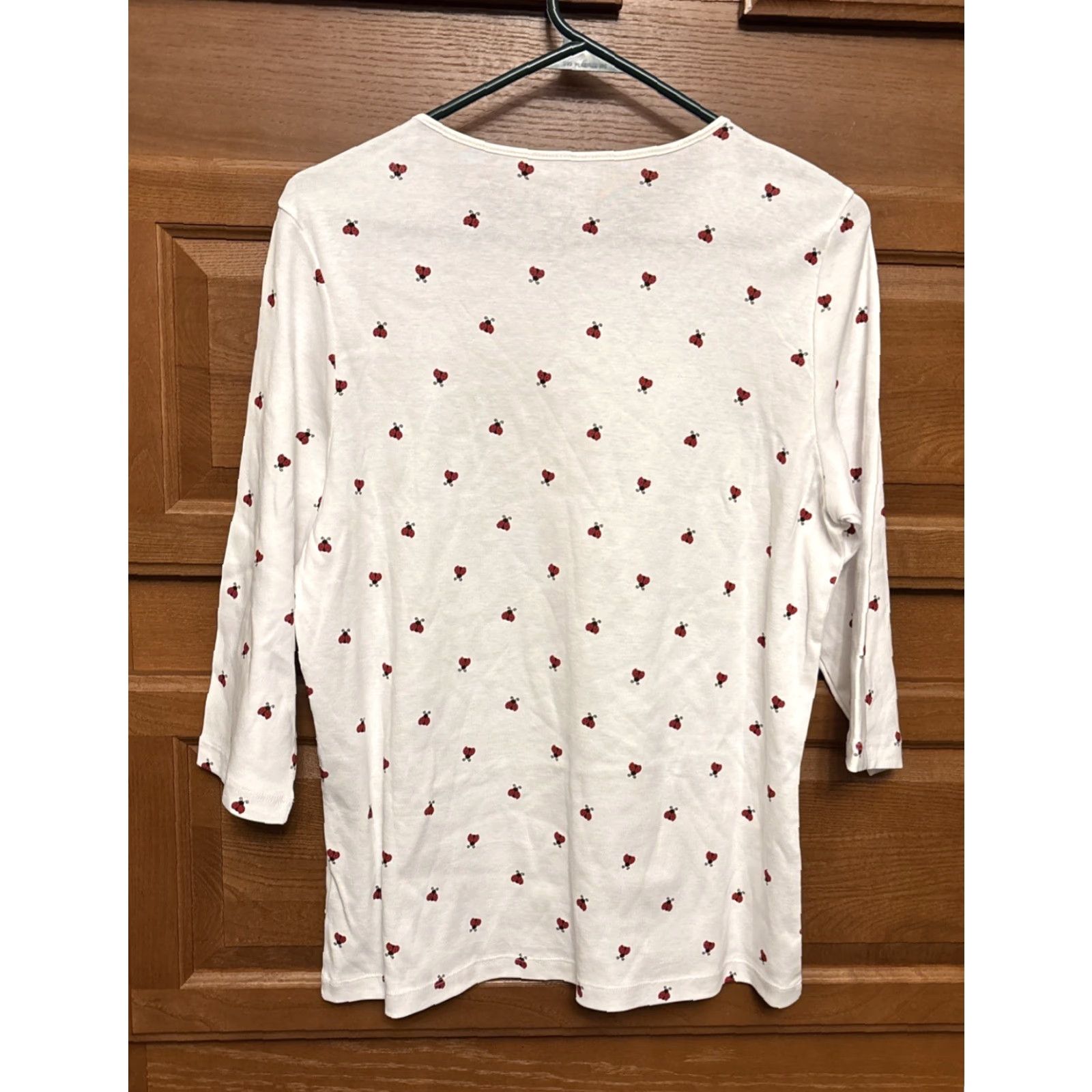 Vintage Christopher & Banks Shirt Ladies L White Knit 3/4 Sleeve Crew Neck Cotton Blouse B2013 Size L / US 10 / IT 46 - 2 Thumbnail