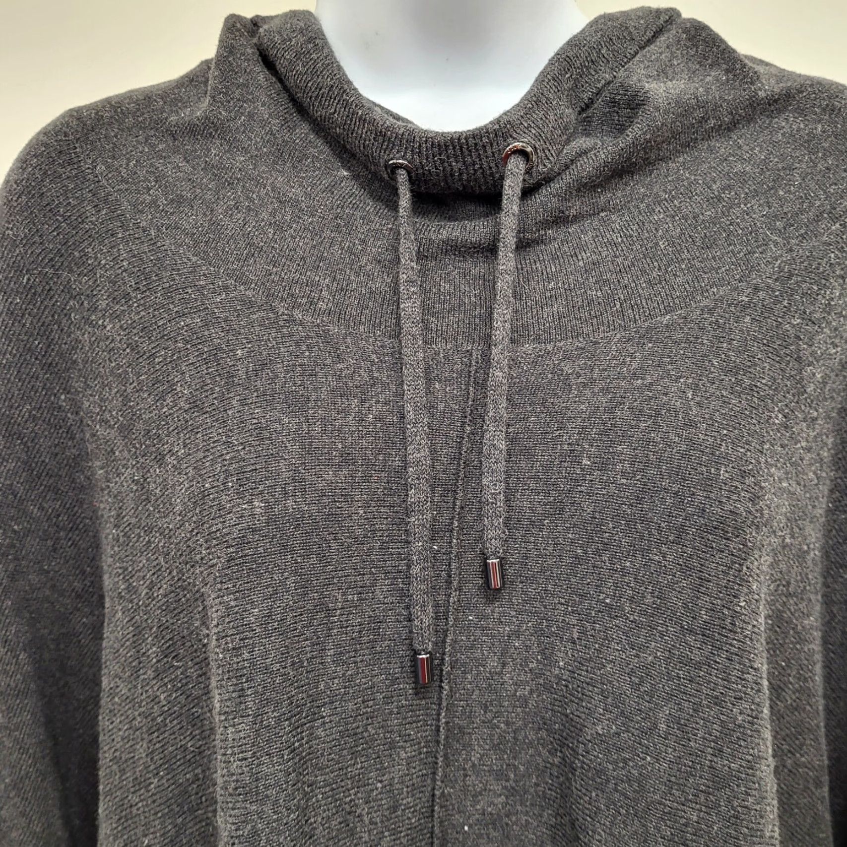 Jones New York Jones New York Sweater Cowl Neck Charcoal Gray 3/4 Sleeve Size 3X Plus Size Knit 100% Cotton Lightweight All Seasons Dolman Sleeve Pullover Size XXL / US 16-18 / IT 52-54 - 4 Thumbnail