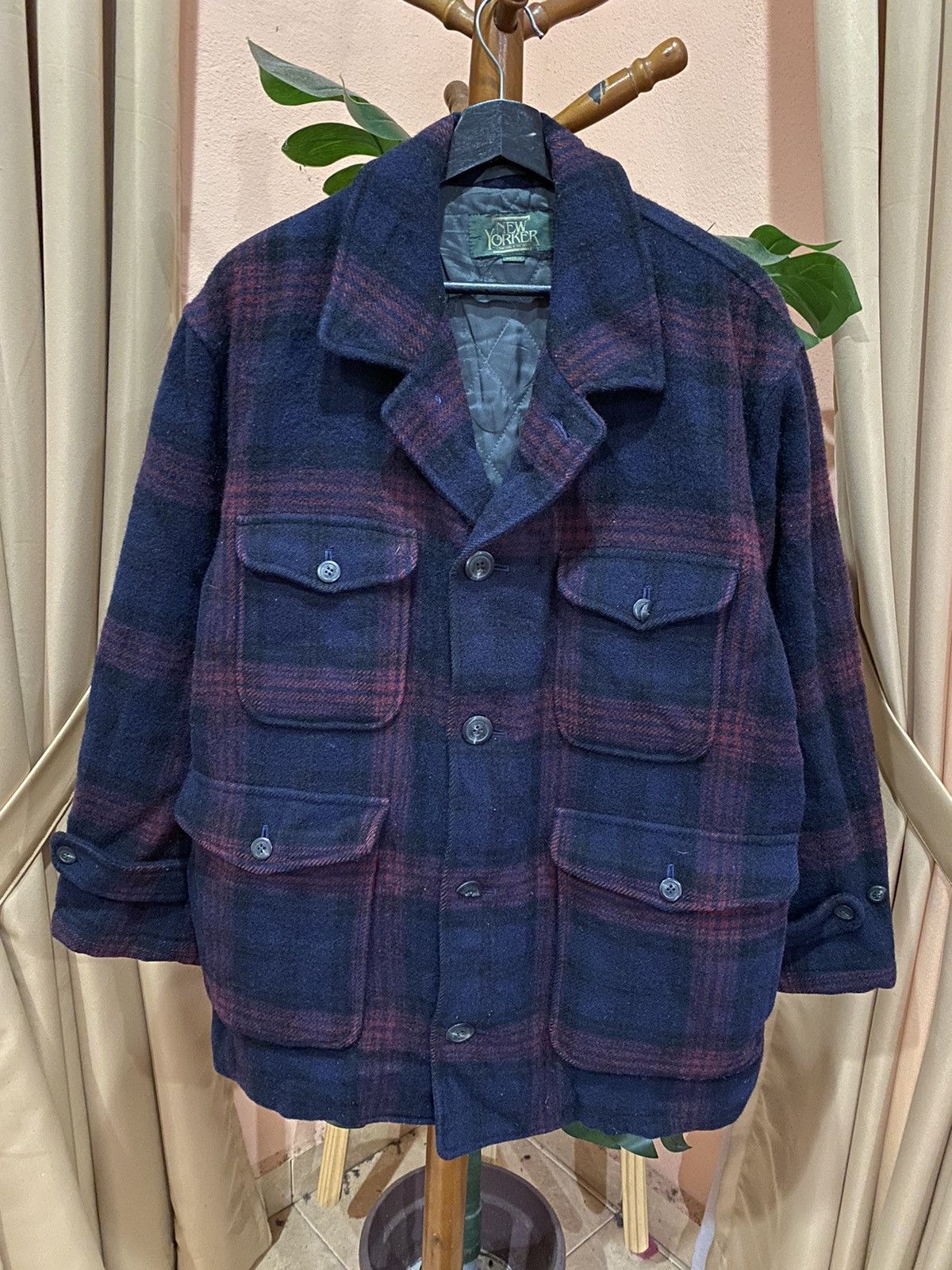 Japanese Brand New Yorker Woolen Plaid Jacket, Medium - Classic Style Size US M / EU 48-50 / 2 - 1 Thumbnail