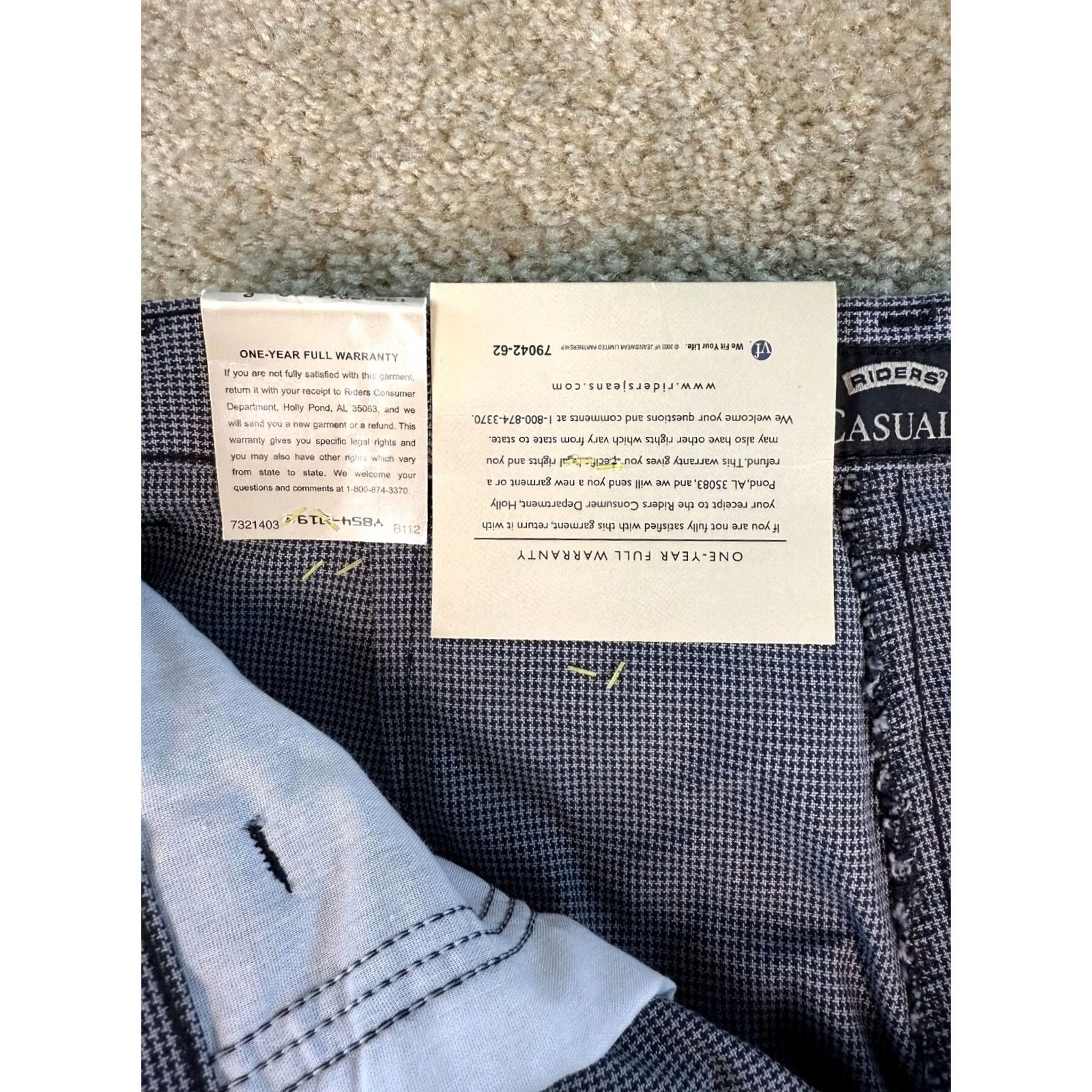 Vintage Riders Pants Black Houndstooth Womens Straight Leg Size 10P Casual Size 32" / US 10 / IT 46 - 7 Thumbnail