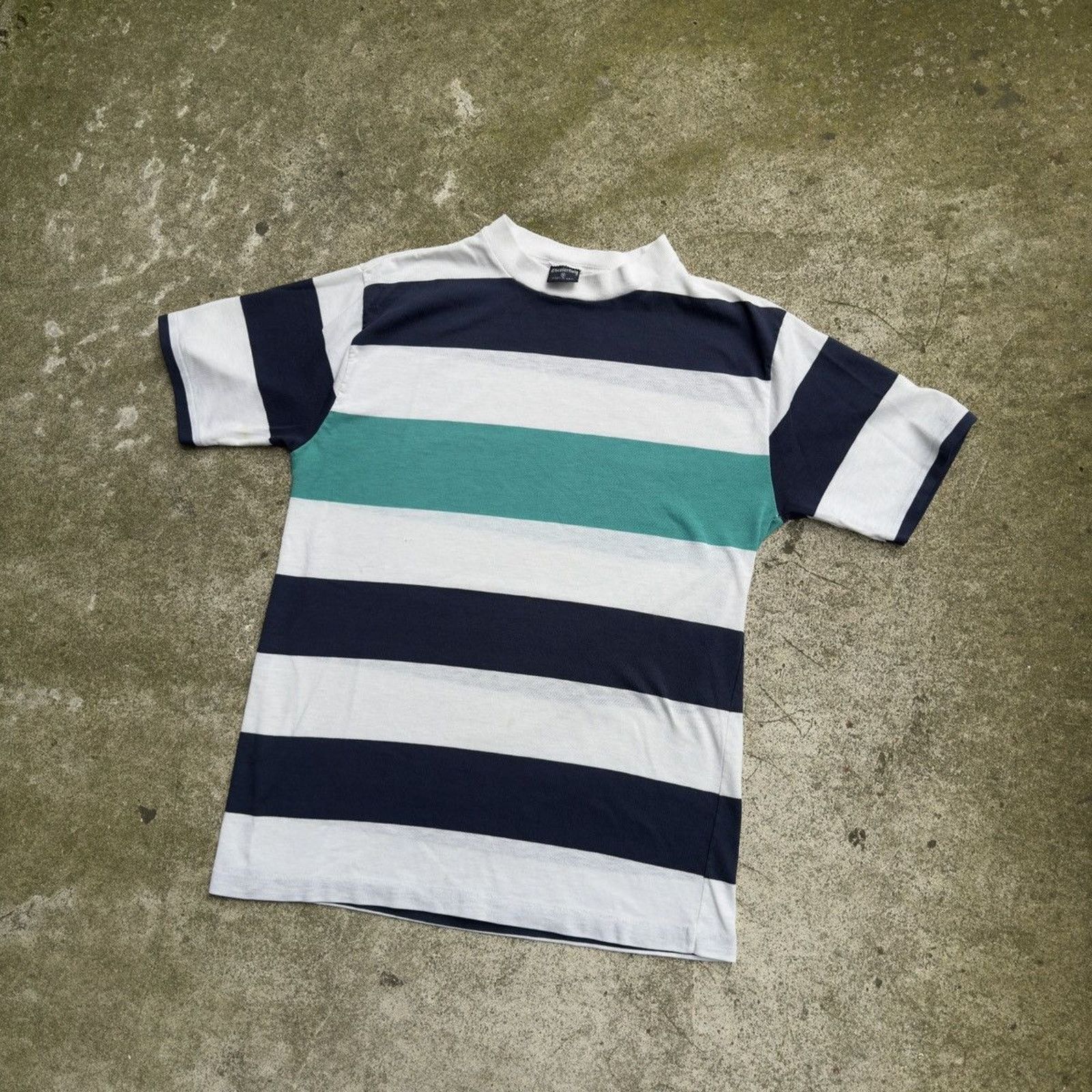 Vintage 70s Paper Thin Distressed Striped Blue Faded Tee ERD Grunge Size US S / EU 44-46 / 1 - 4 Thumbnail