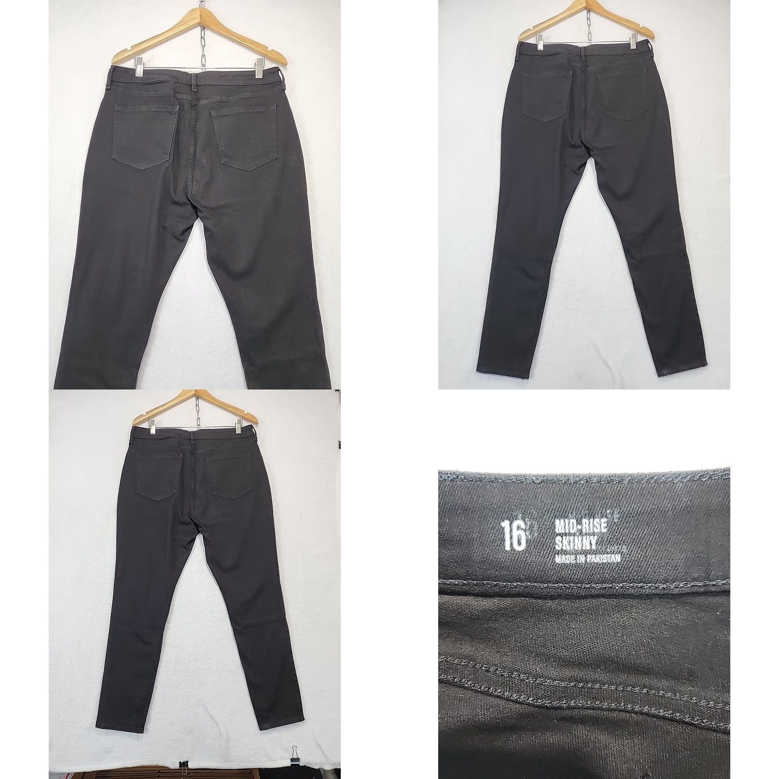 Denime A.N.A Jeans Women's Size 16 Black Mid Rise Skinny Denim 5-Pocket Stretch Seat Zipper Button Comfortable Size 38" / US 16 / IT 52 - 10 Thumbnail