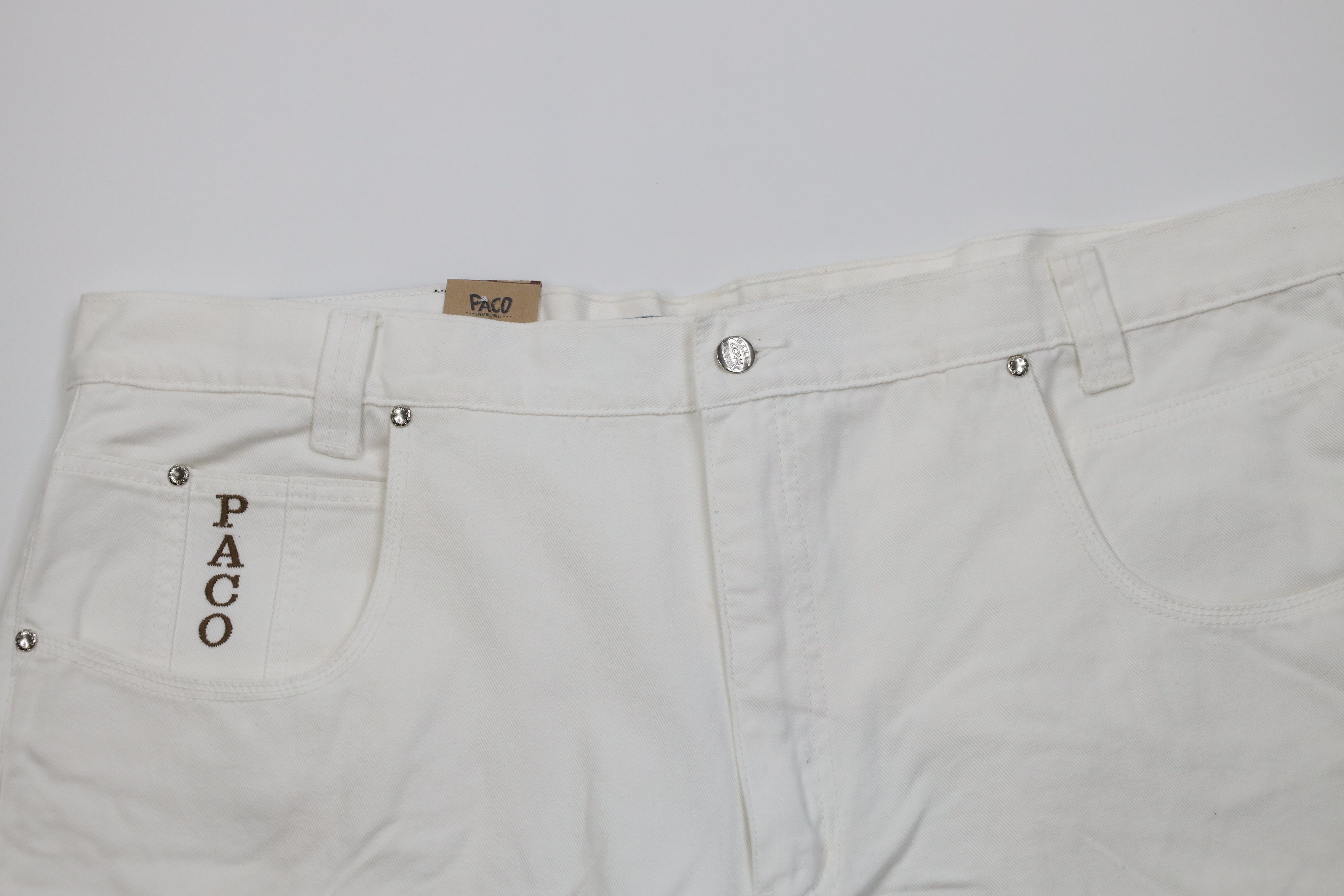 Vintage Deadstock Vintage 90s Paco Denim Jean Shorts White Cotton Size US 44 / EU 60 - 2 Thumbnail