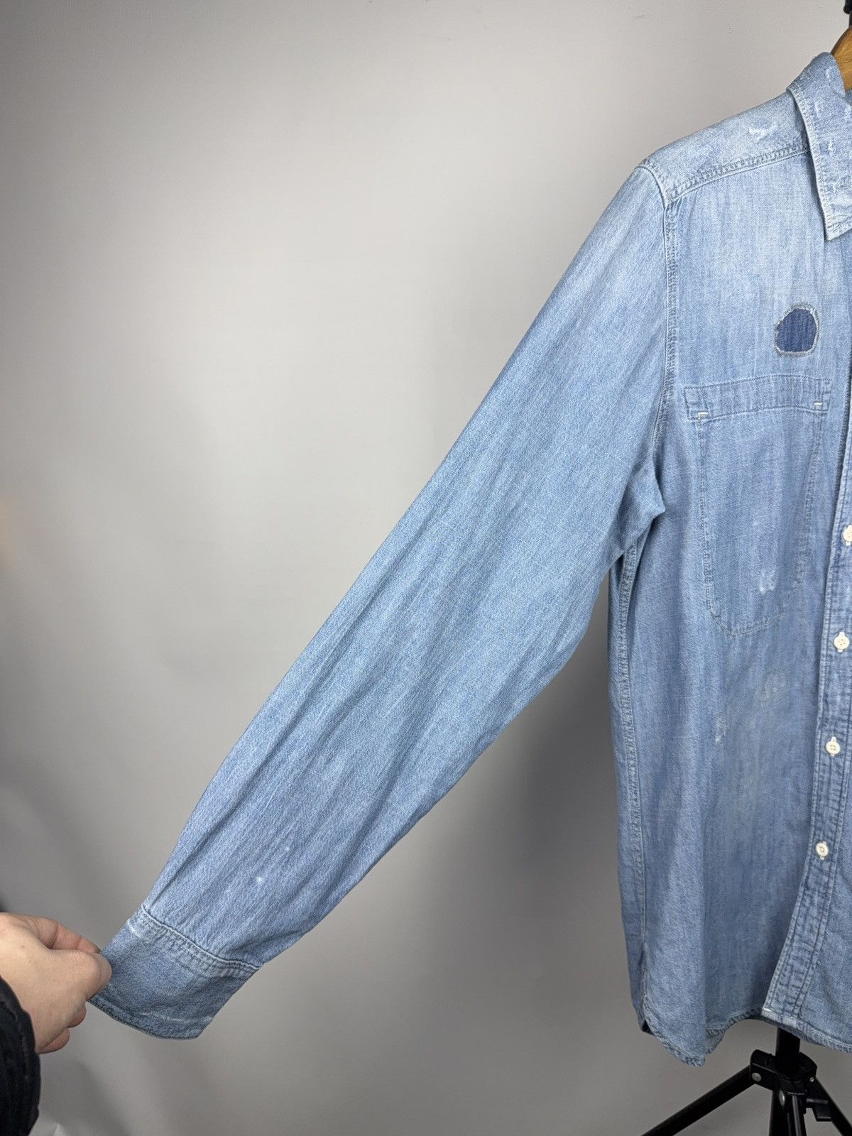 G-Star Retro 00s G-Star RAW Landon Distressed Denim Shirt L Size US L / EU 52-54 / 3 - 7 Thumbnail