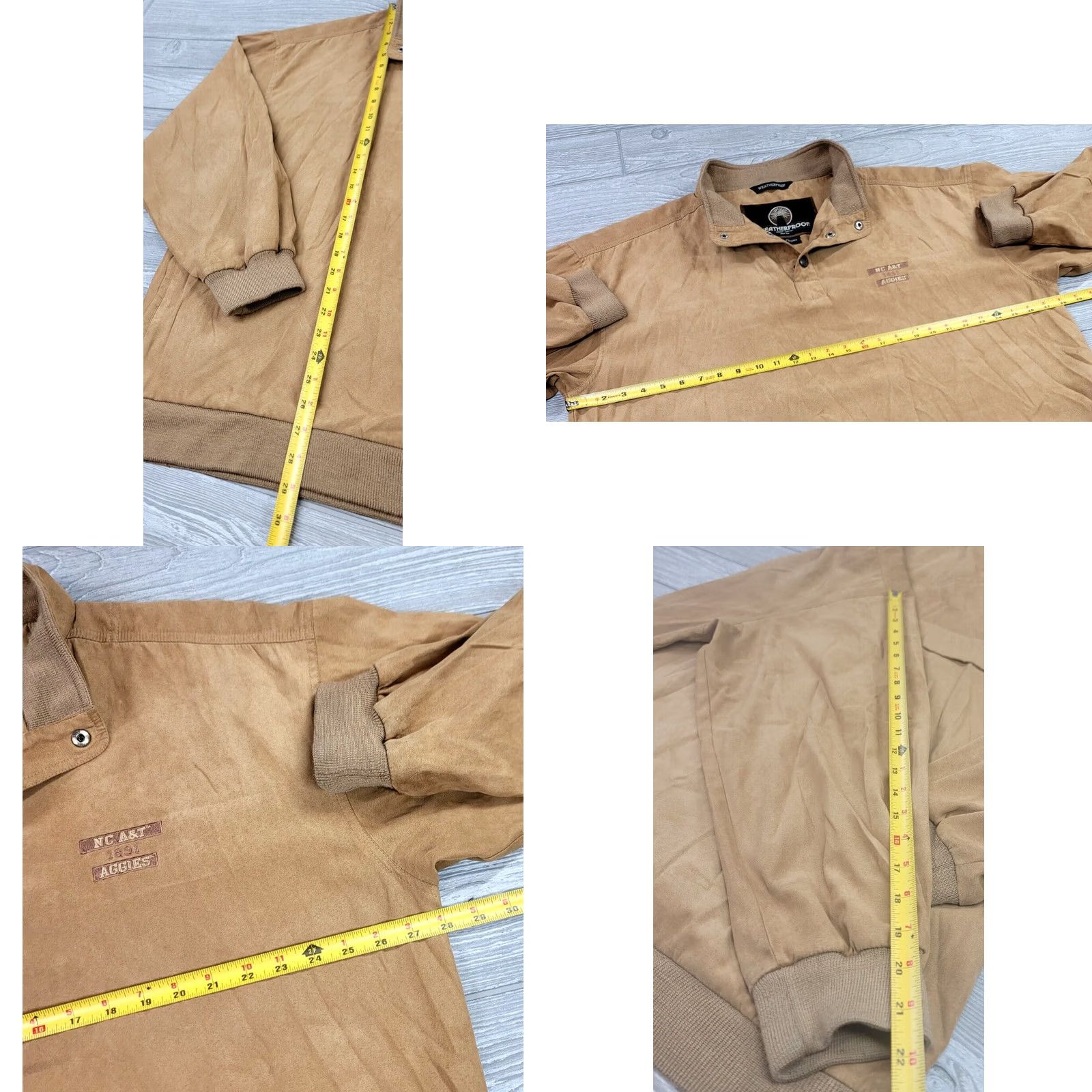 Weatherproof Weatherproof Mens Pullover Jacket 1/4 Snap Faux Suede Brown L Bomber Style Jacket Mens Size US L / EU 52-54 / 3 - 9 Thumbnail