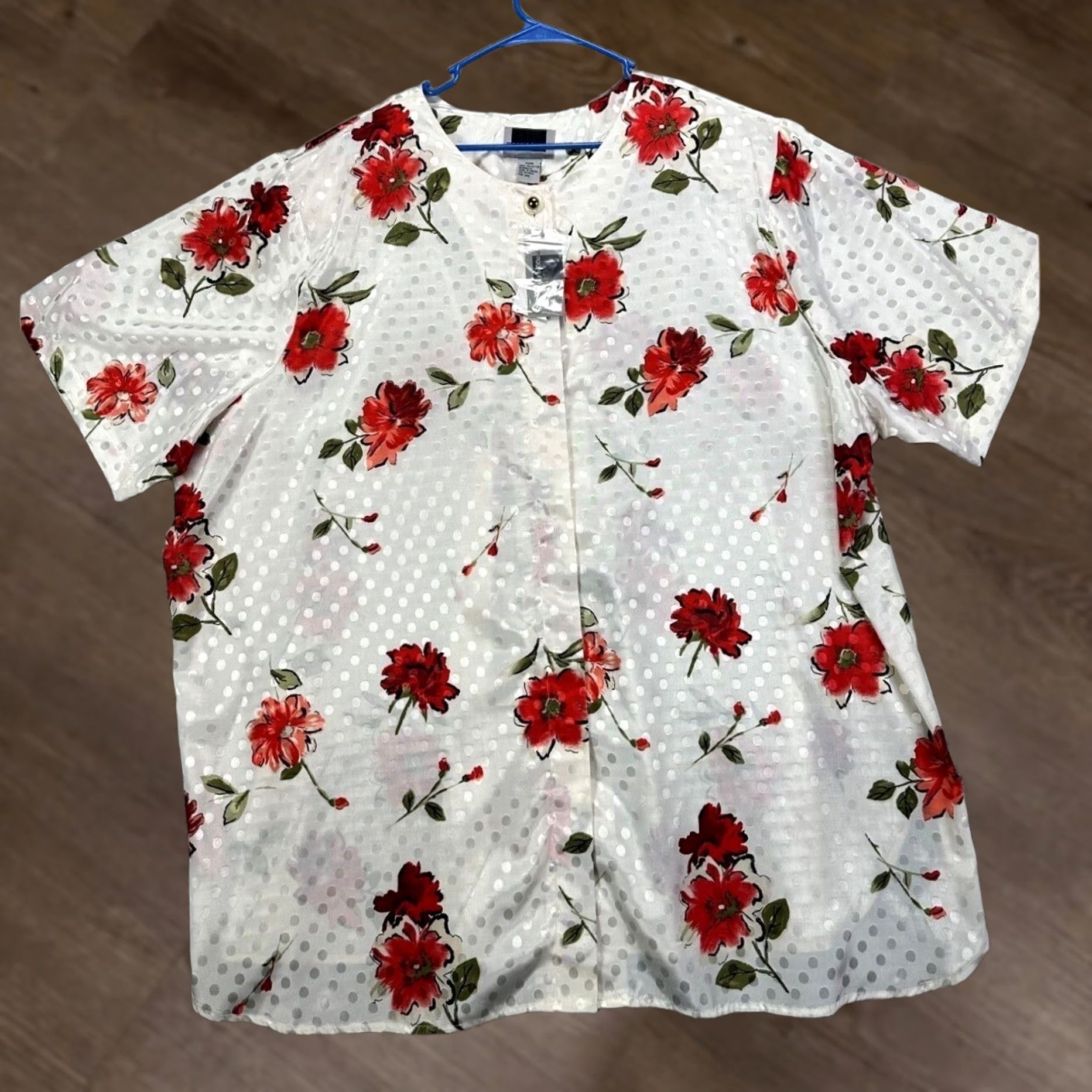 Vintage Maggie Barnes Shirt Womens 32W Plus Ivory Floral Button Up Blouse Top Ladies NEW Size XXS / US 00 / IT 34 - 1 Thumbnail